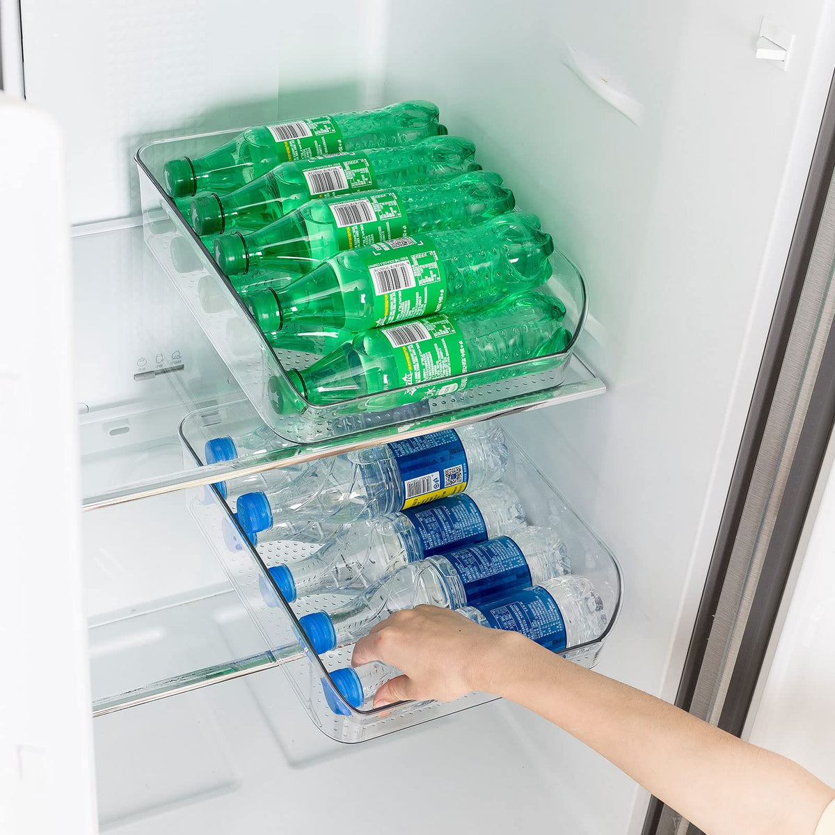 2 Pack Water Bottle Organizer Refrigerator Organizer Bins and Clear Storage Bins for Fridge