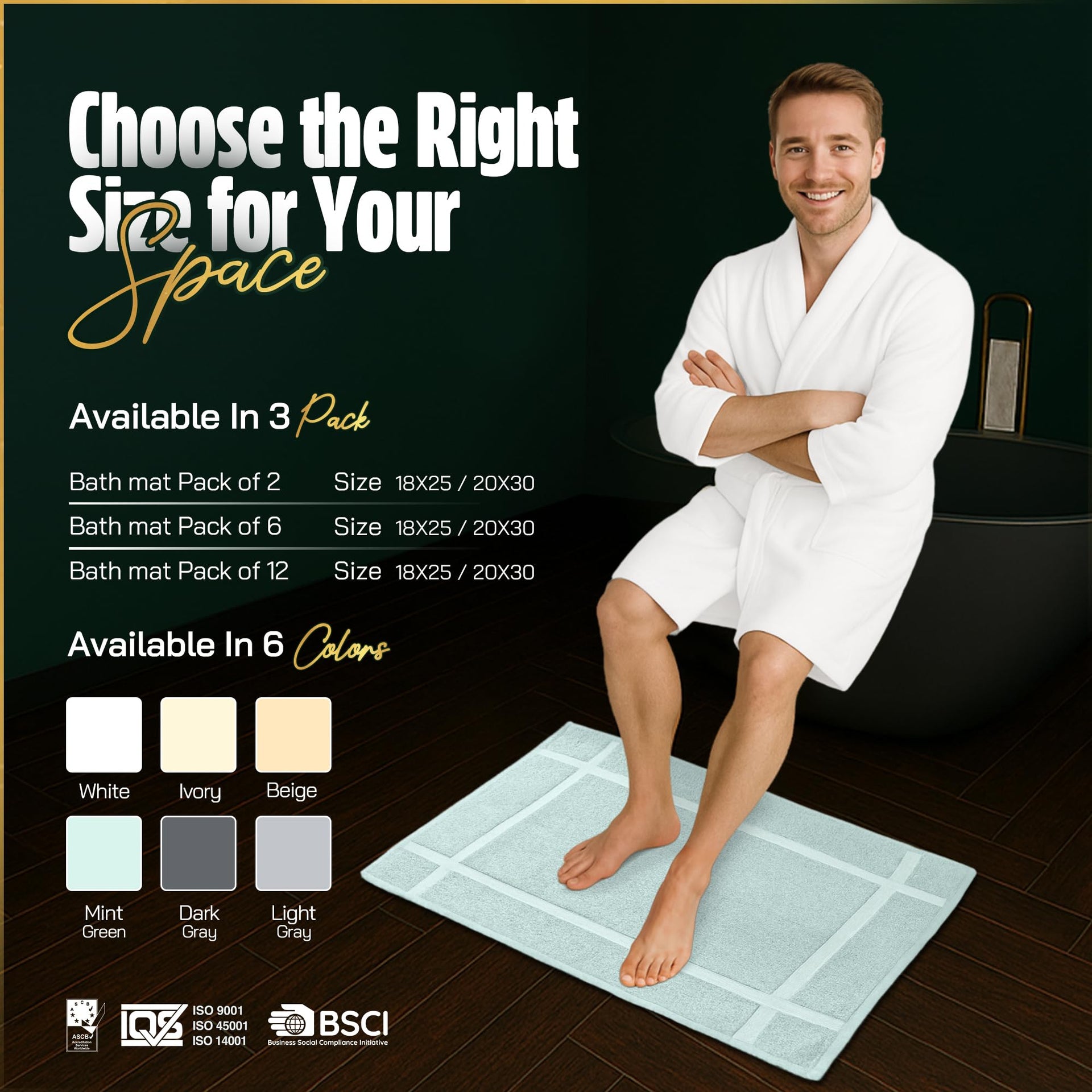 Pack of 6 100% Cotton Bath Mat 20x30 inches (6 Count)