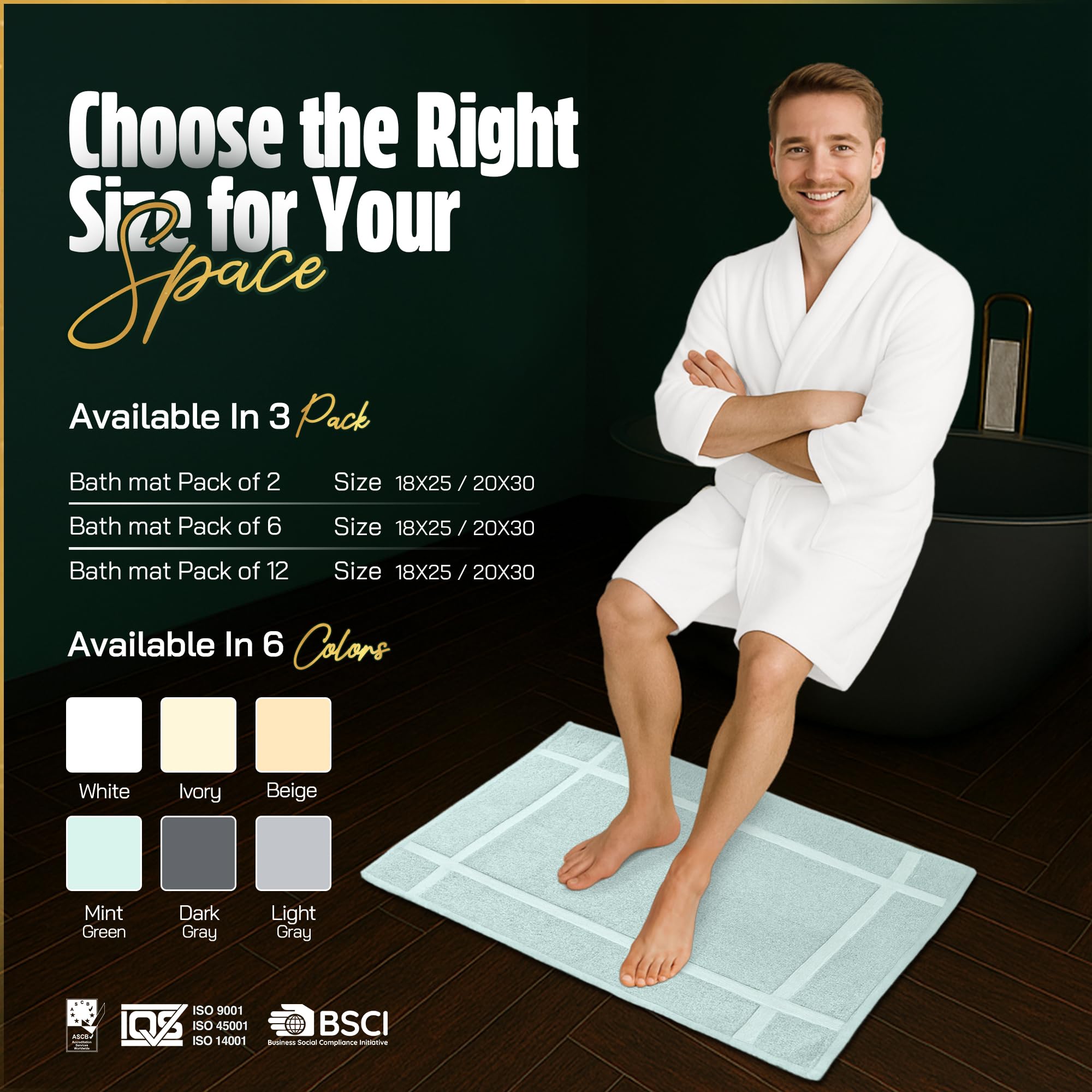 Pack of 6 100% Cotton Bath Mat 20x30 inches (6 Count)