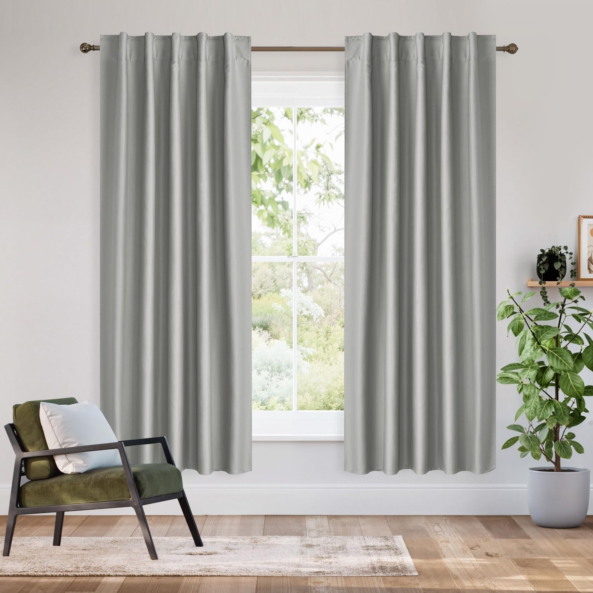 Bedroom Blackout Curtains 63 inches Long (2 Count)