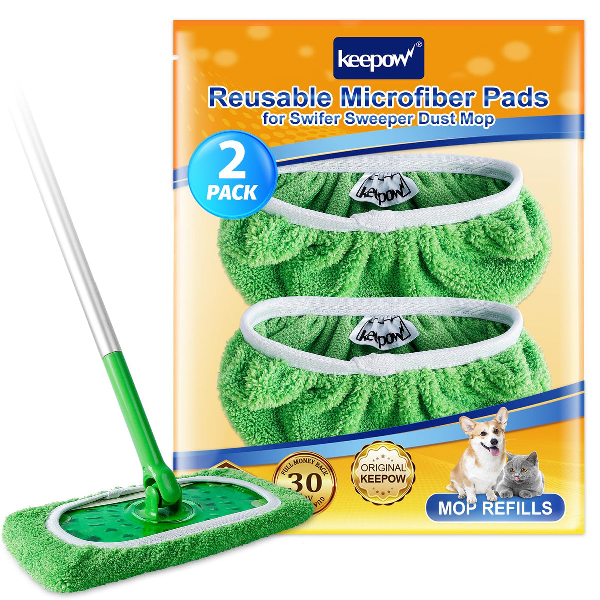 Reusable Microfiber Mop Pads for Swiffer Sweeper Mop (2 Count)