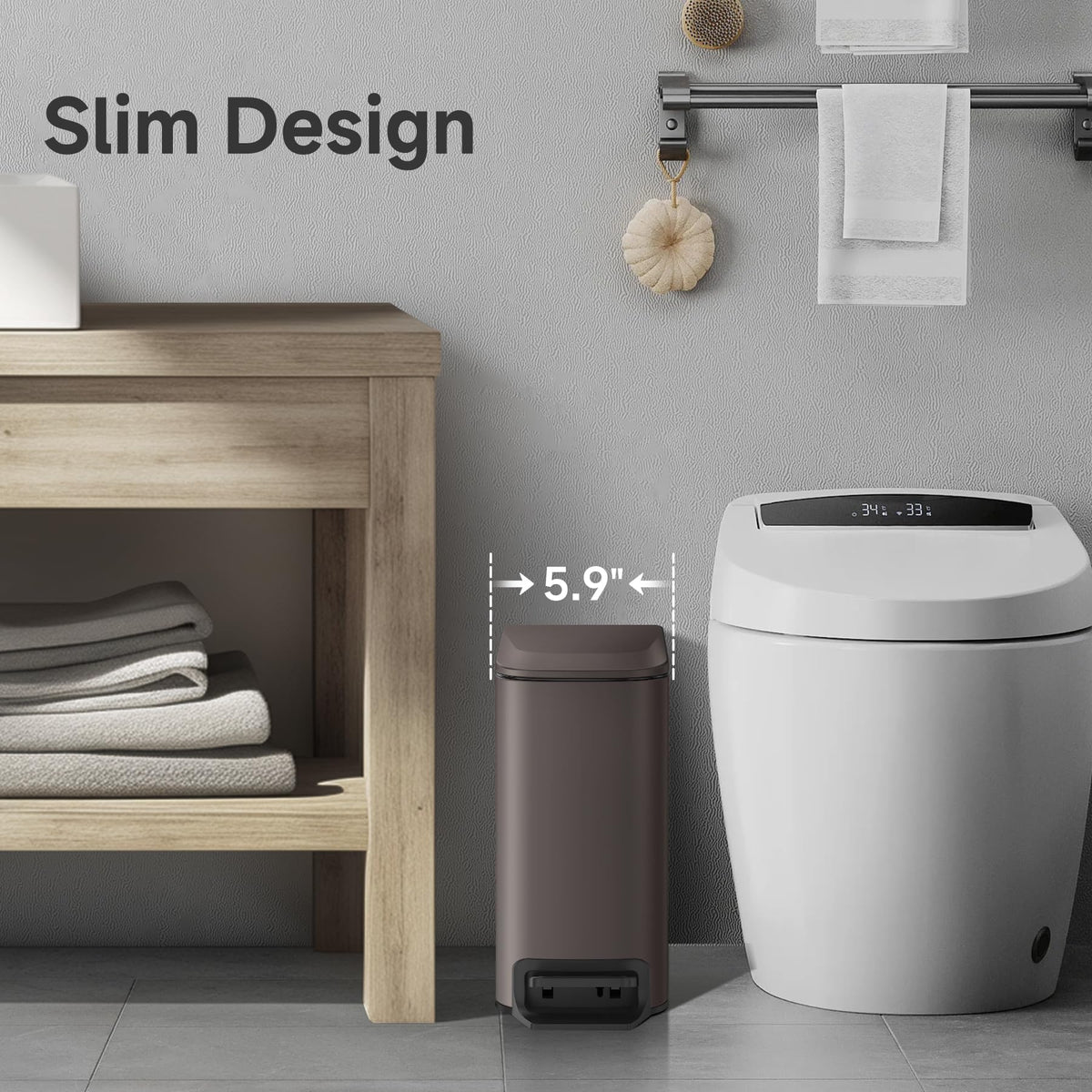 Small Bathroom Trash Can with Lid