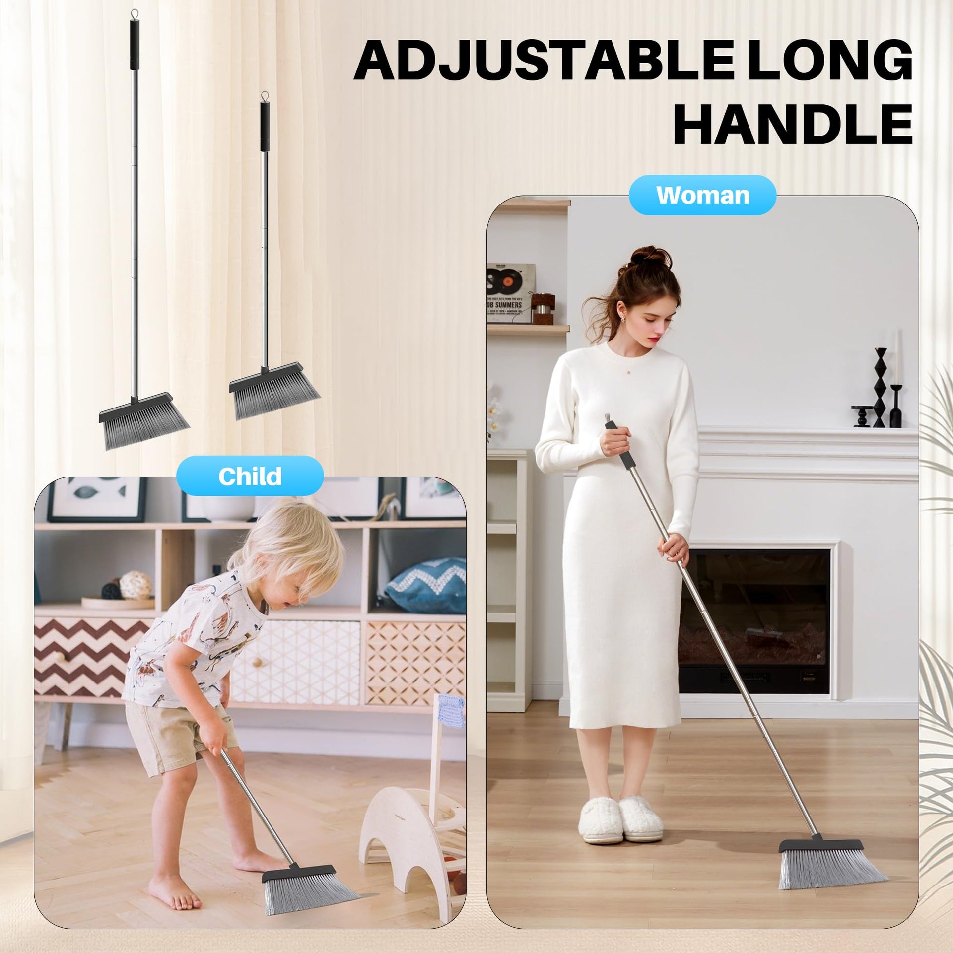 Black Broom and Dustpan Set
