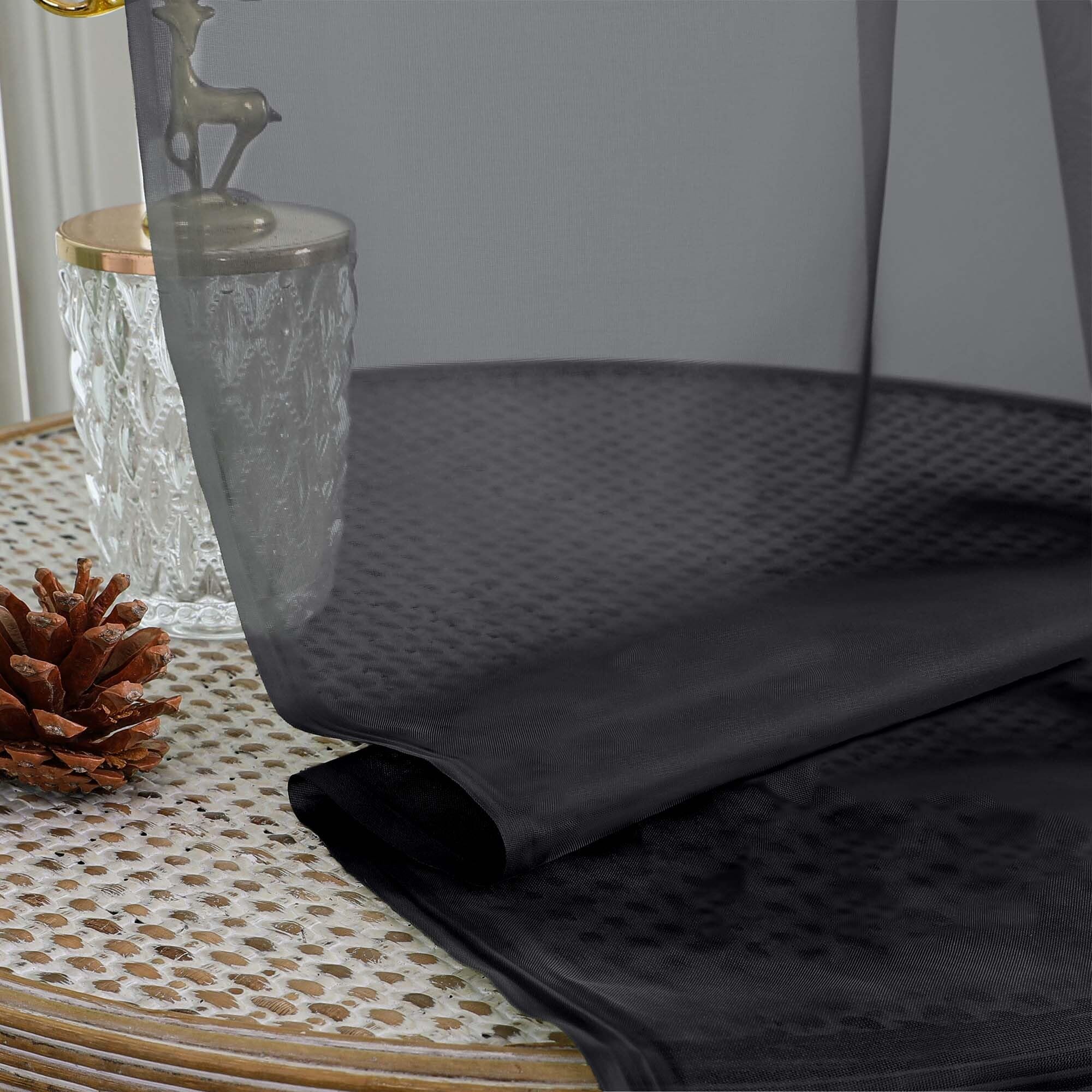 Extra Long Black Sheer Curtains 144 inch 2 Panels (2 Count)