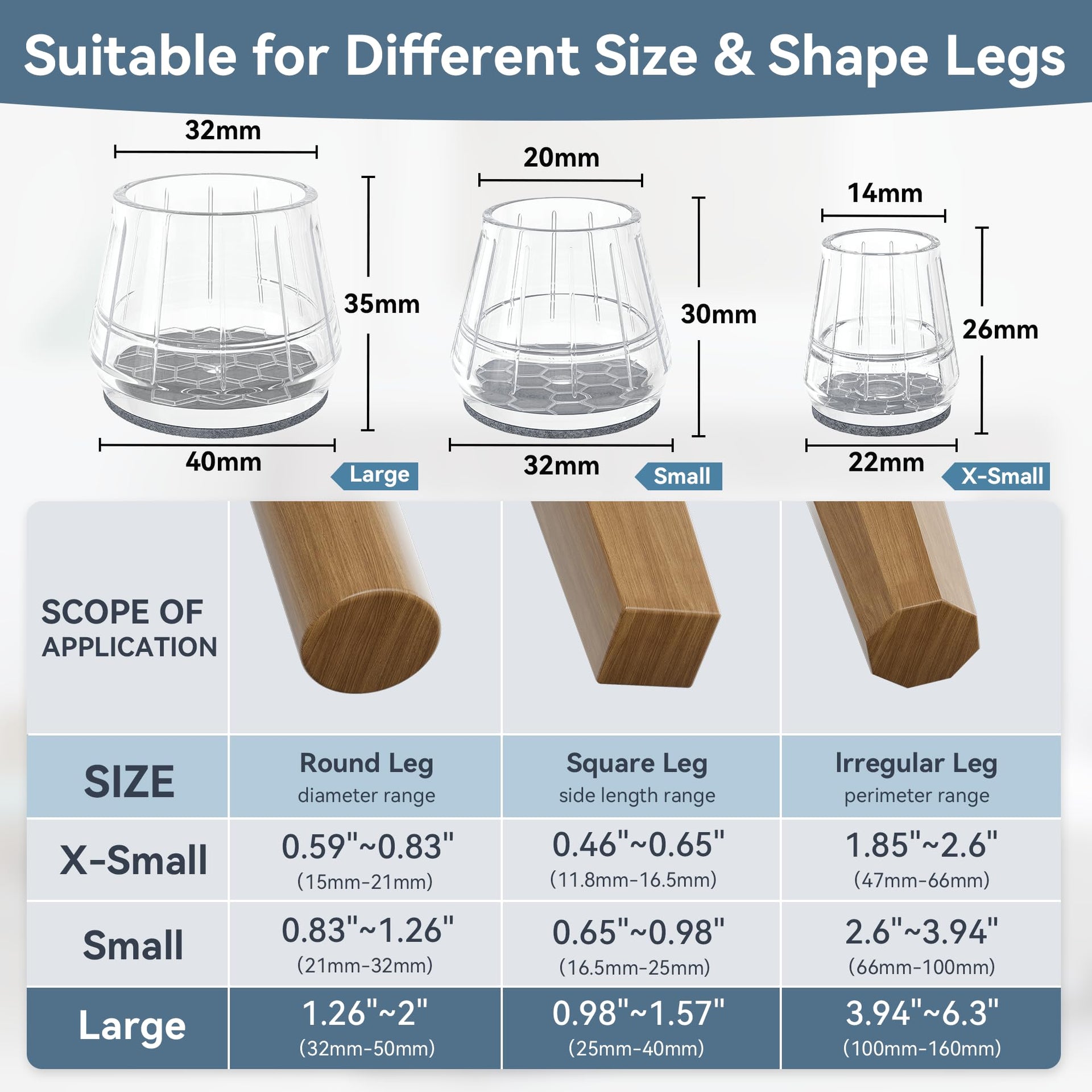24PCS Silicone Chair Leg Floor Protectors for Hardwood Floors (24 Count)