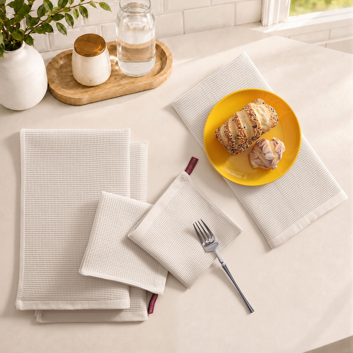 100% Cotton Kitchen Towels and Dishcloths Set (12 Count)