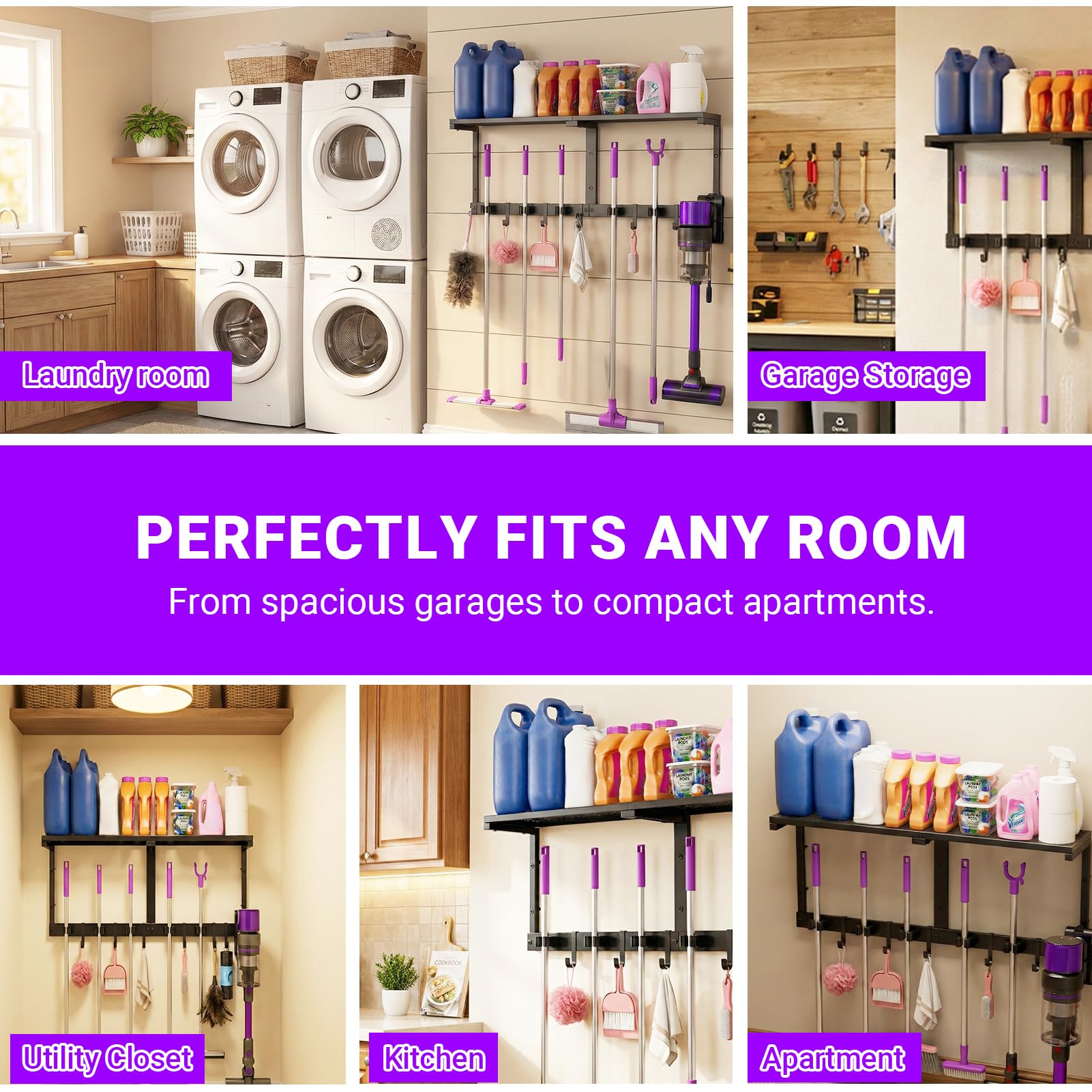 Heavy Duty Broom Holder Wall Mount