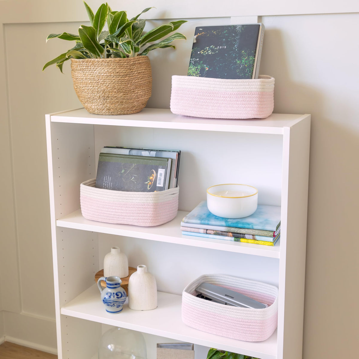 11.8"x8"x4.5” Rectangle Storage Baskets for Shelves 3 Pack (3 Count)