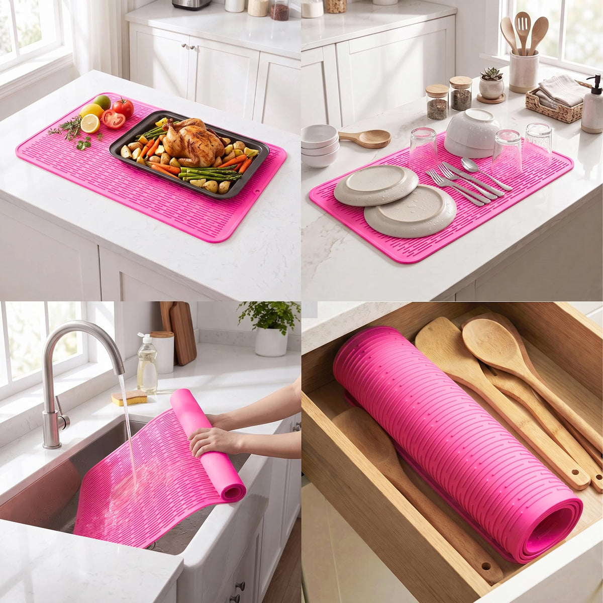 Silicone Dish Drying Mat for Multiple Usage