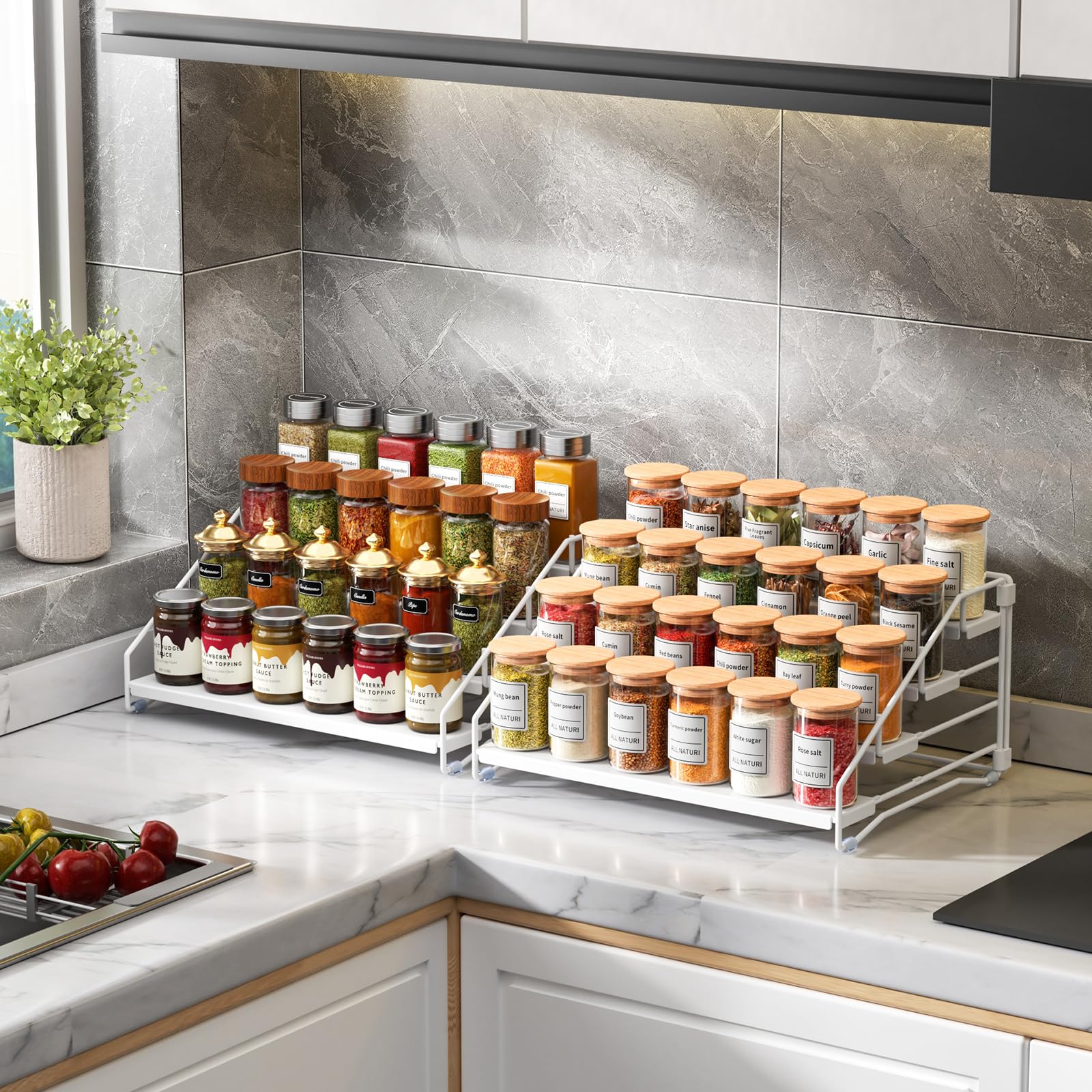 2 Pack Spice Rack Organizer for Cabinet