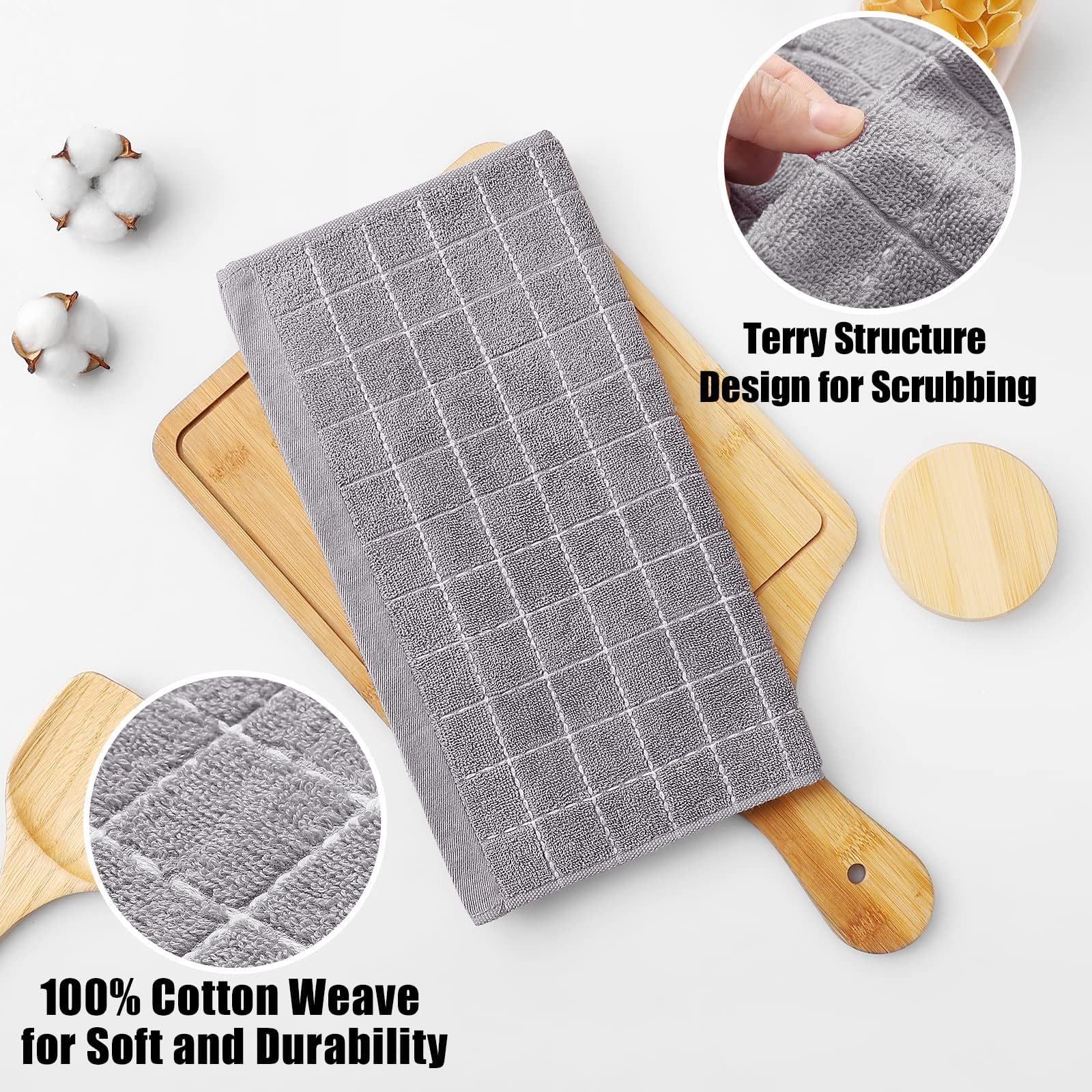 100% Cotton Terry Kitchen Dish Cloths (12 Count)