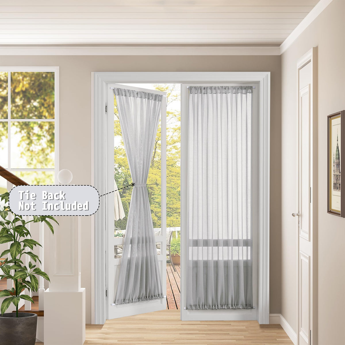 Sheer Door Curtains Closet Linen Textured Curtains Sheer Doorway Light Filtering Voile French Doors Rod Pocket Curtain Patio Glass Door