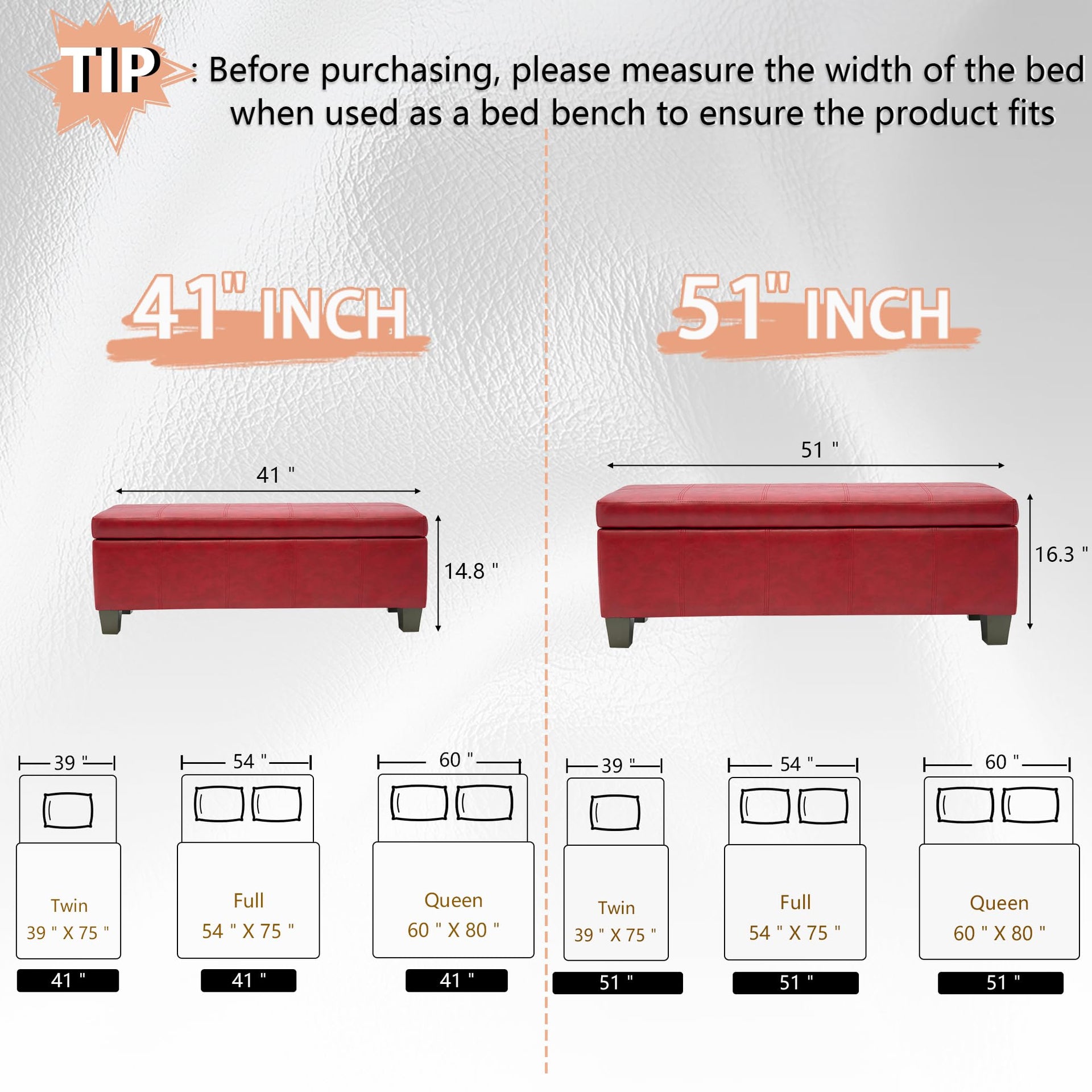 51 Inch Storage Ottoman