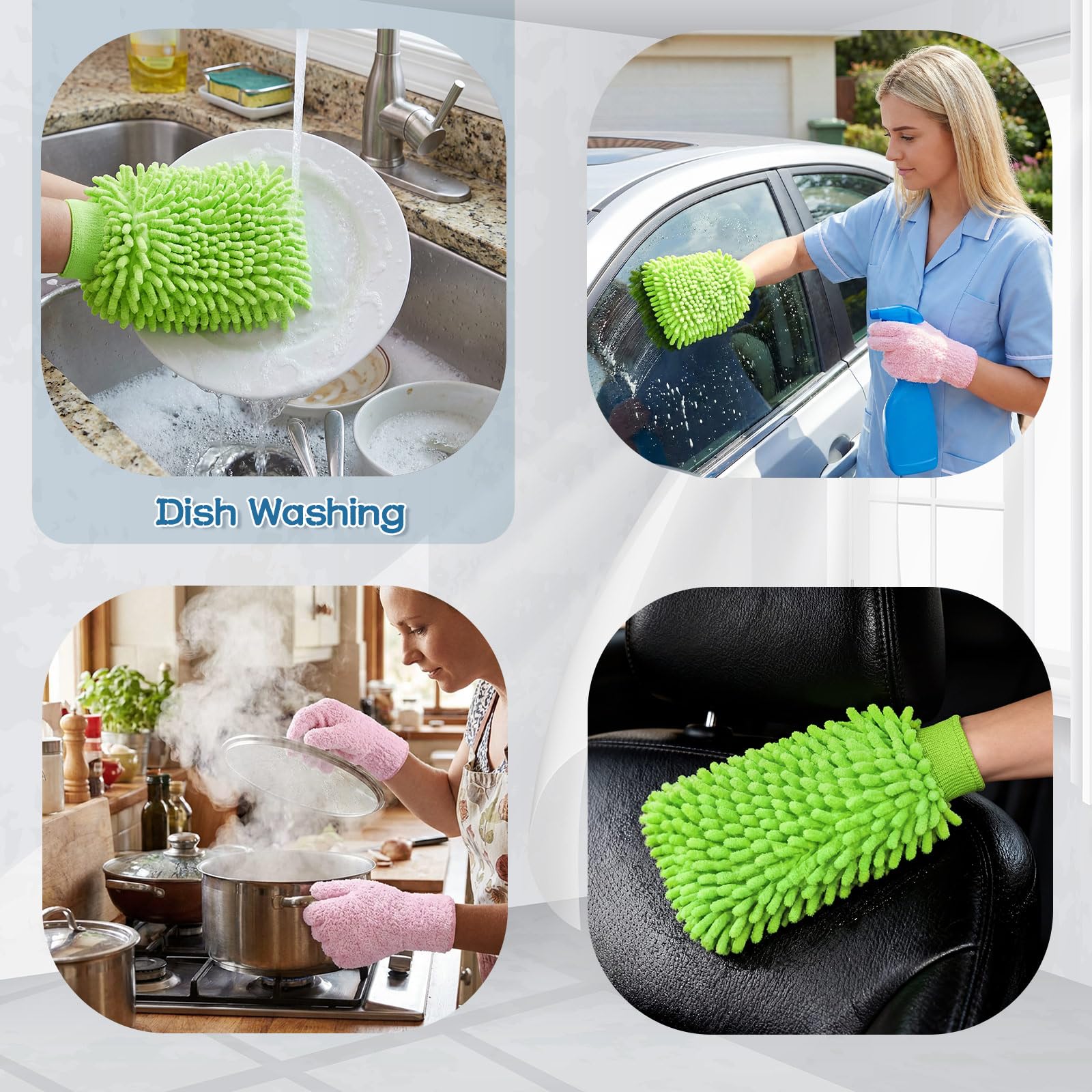 6 Pcs Micro Dusting Mitt Gloves Plant Cleaning
