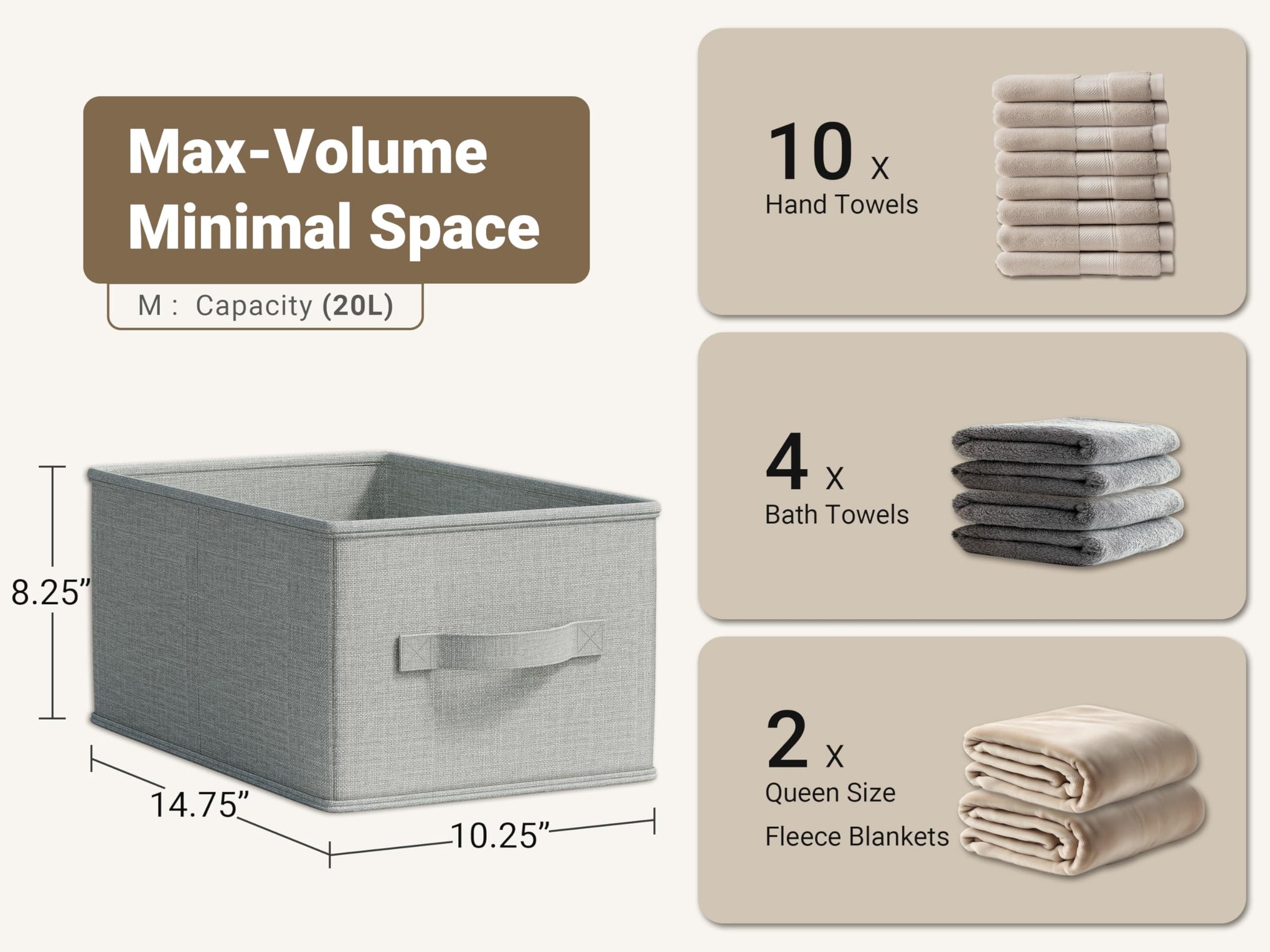 3 Pack Fabric Storage Bins for Shelves (3 Count)