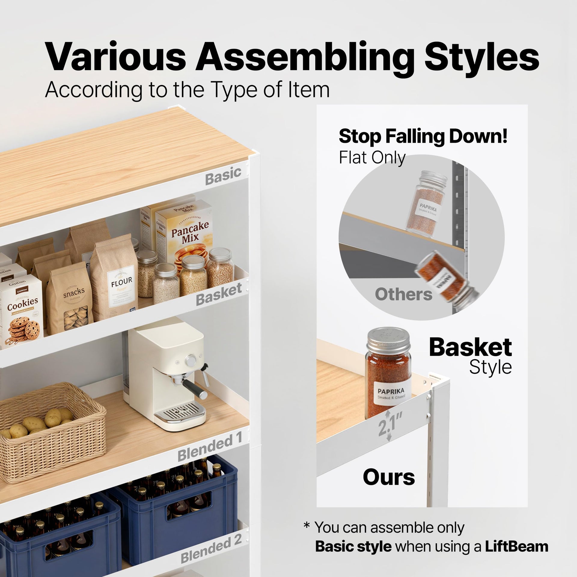 House White 48.1" W 5 Tier Storage Shelves Garage Shelving Unit