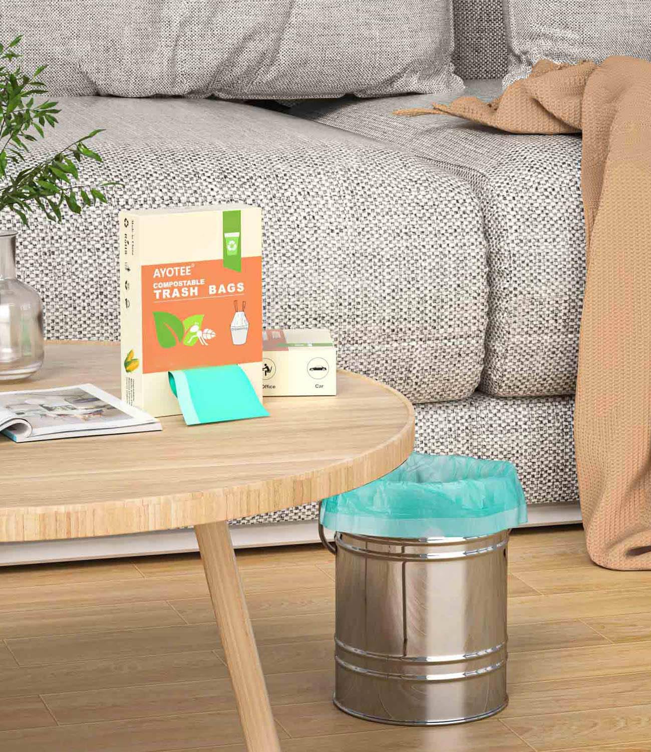 Compostable Trash Bags 4 Gallon Drawstring Trash Bags (100 Count)