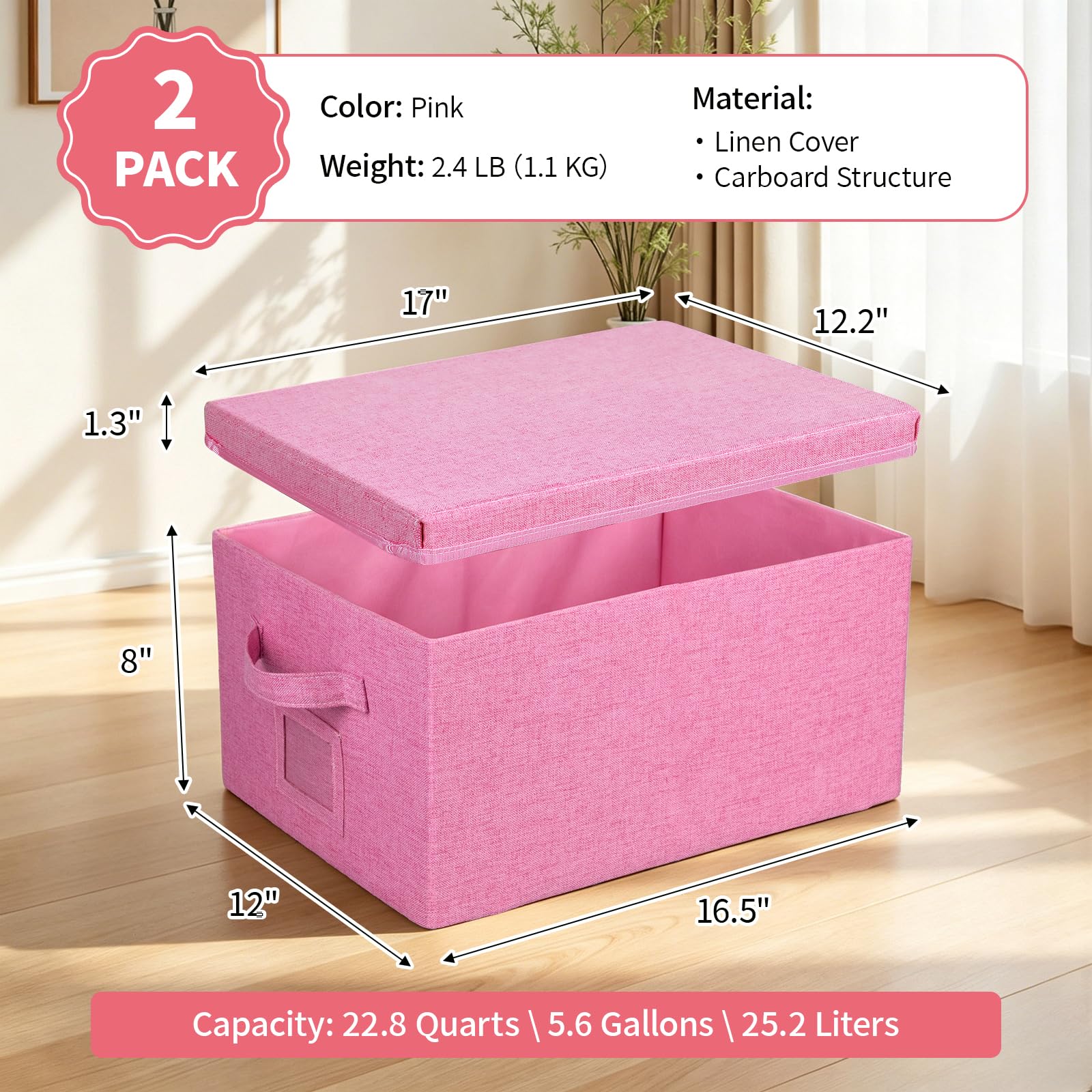 Storage Bins With Lids Closet Organizer Cabinet Box For Clothes (2 Count)