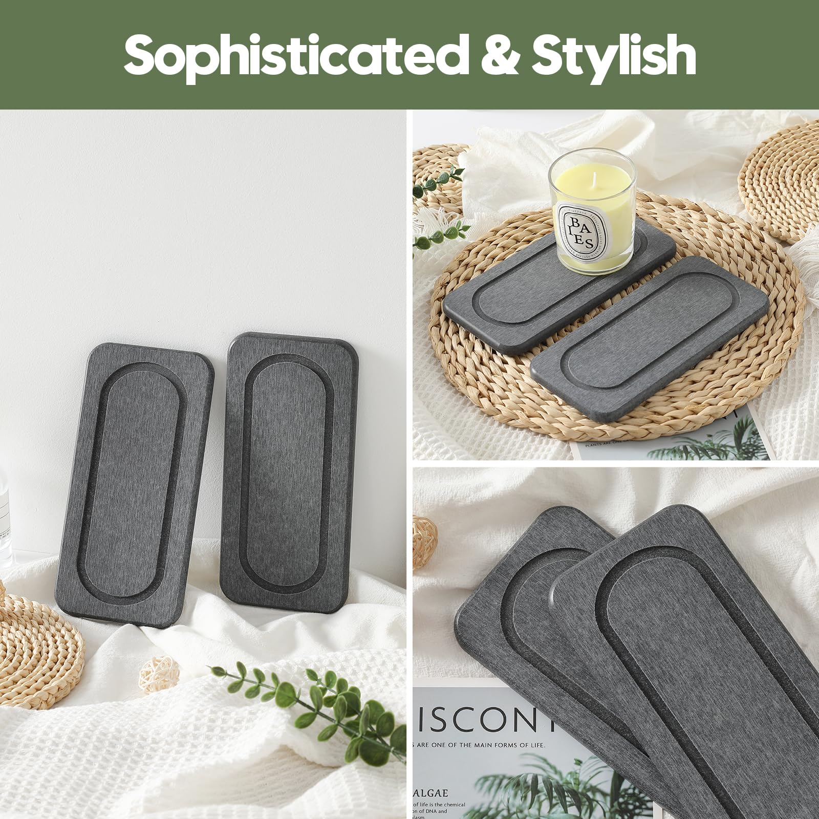 2Pack Diatomite Stone Coasters Water Absorbing Sink Tray for Kitchen & Bathroom Counter (2 Count)