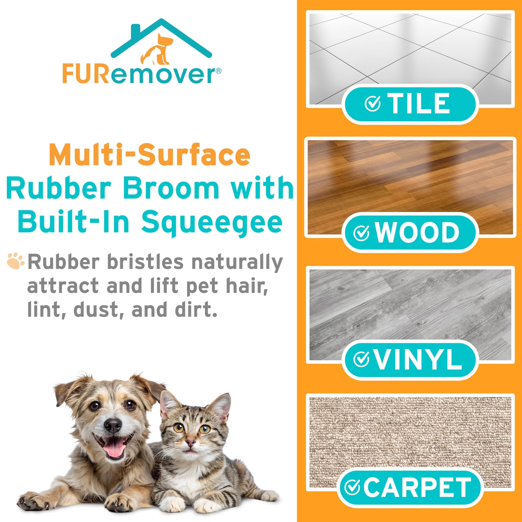 Pet Hair Removal Rubber Broom