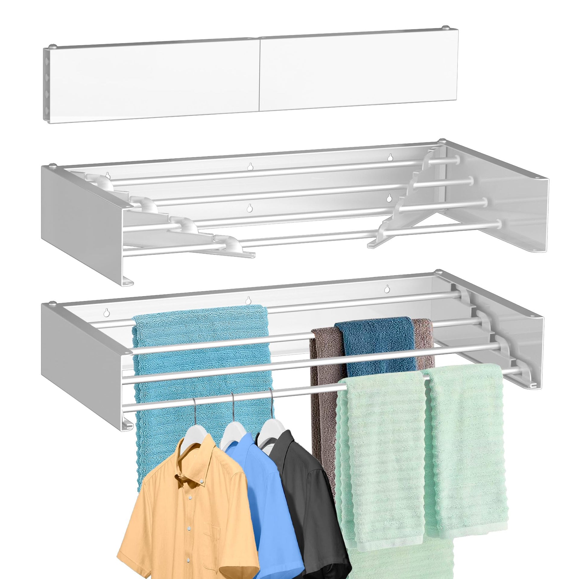 Laundry Drying Rack Wall Mounted Clothes Drying Rack White
