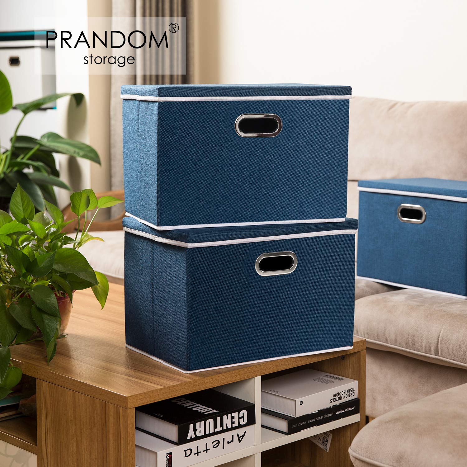 Large Collapsible Storage Bins with Lids [5 (5 Count)