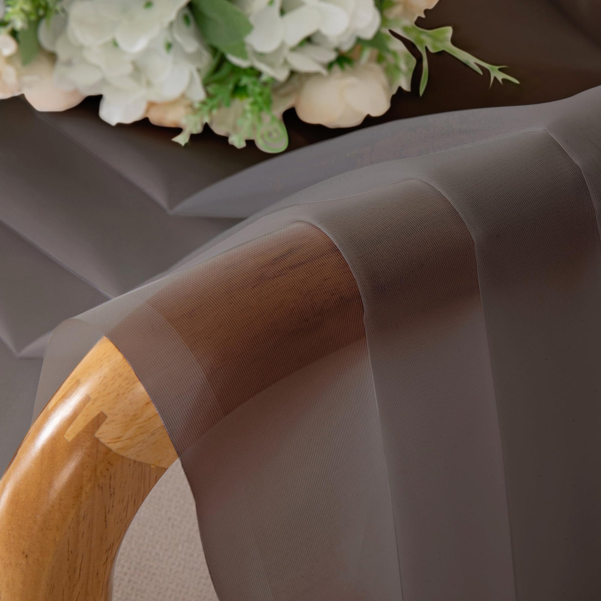 Sheer Chocolate Brown Tier Curtains 24 Inch Length (2 Count)