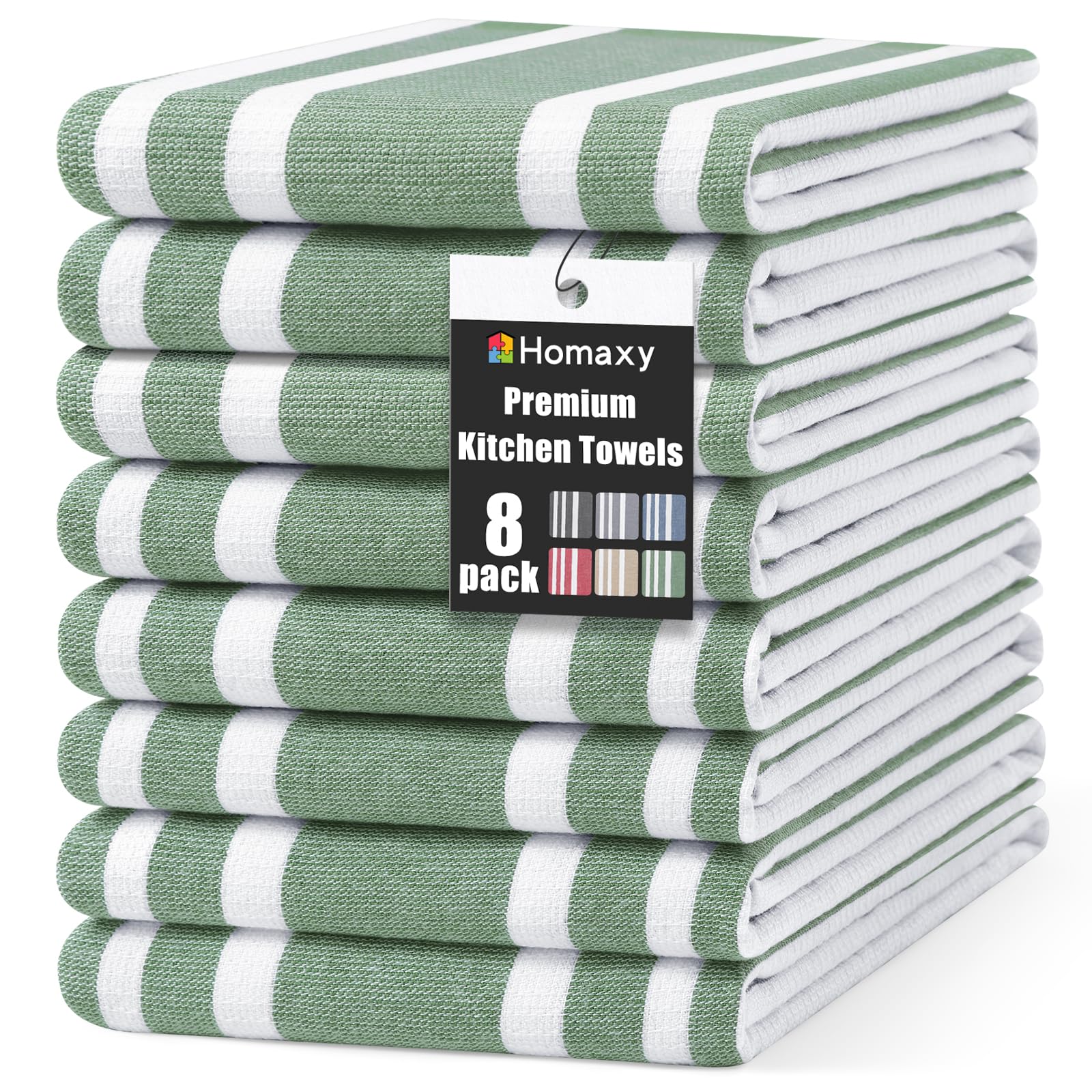 Premium Cotton Stripe Kitchen Towels 8 Pack (8 Count)