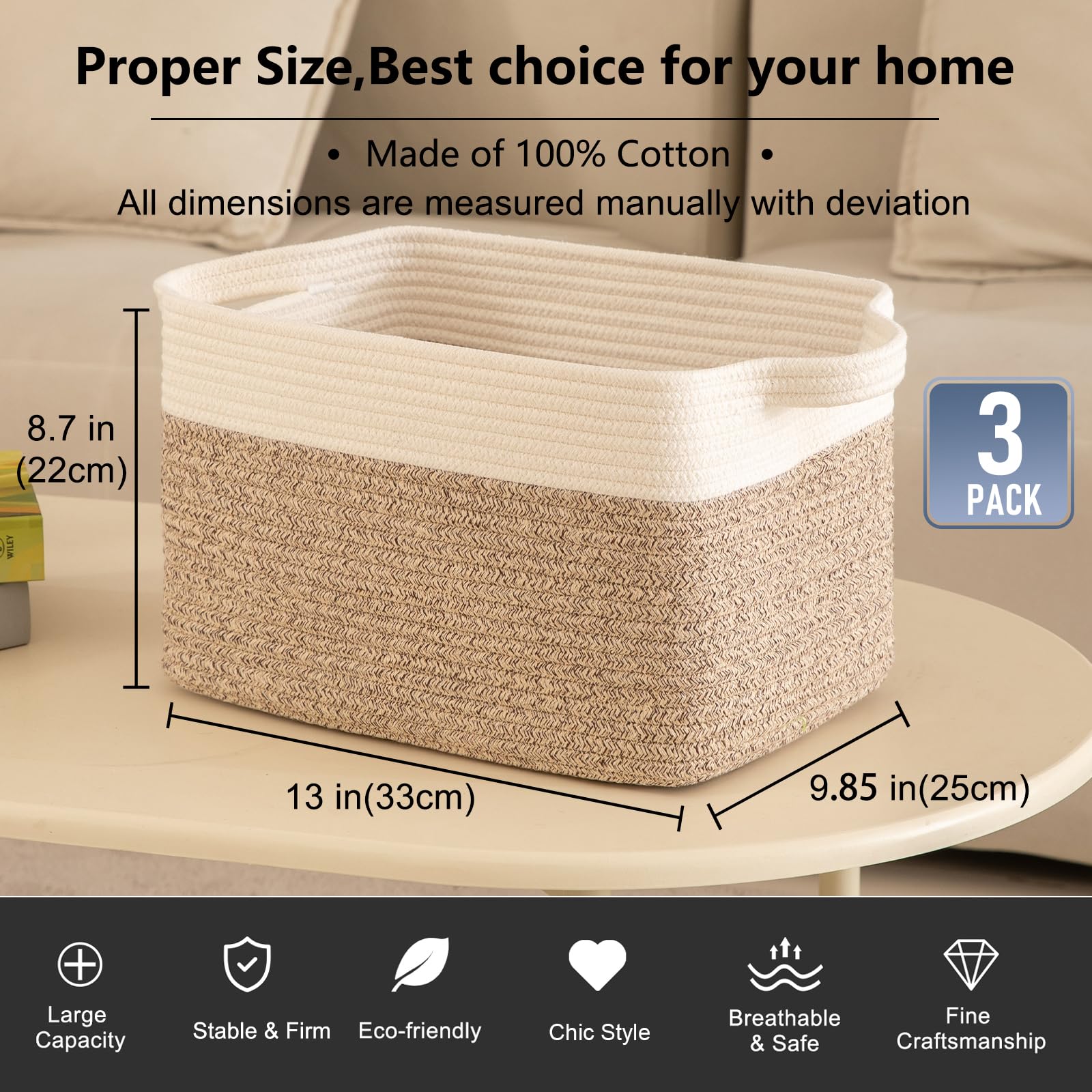 3 Pack Storage Baskets for Organizing