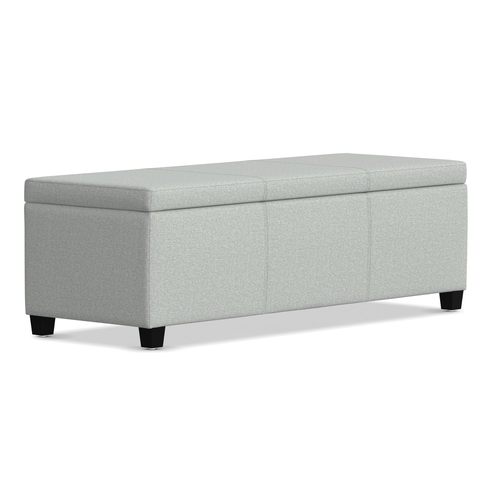 Avalon 48" Wide Linen Look Fabric Storage Ottoman in Grey