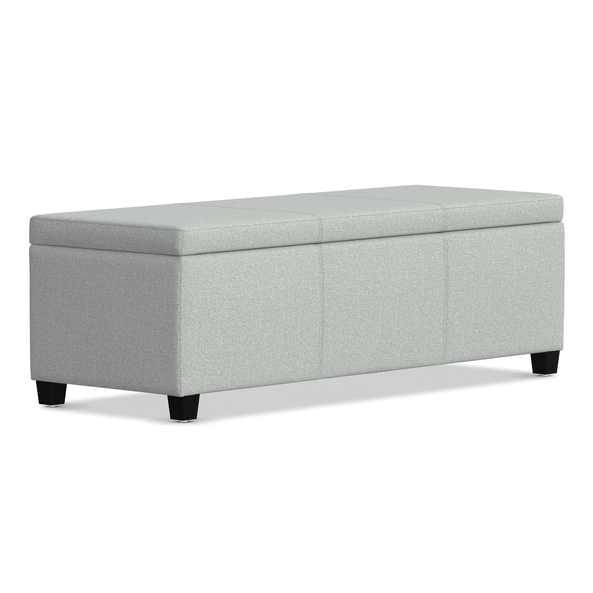 Avalon 48" Wide Linen Look Fabric Storage Ottoman in Grey