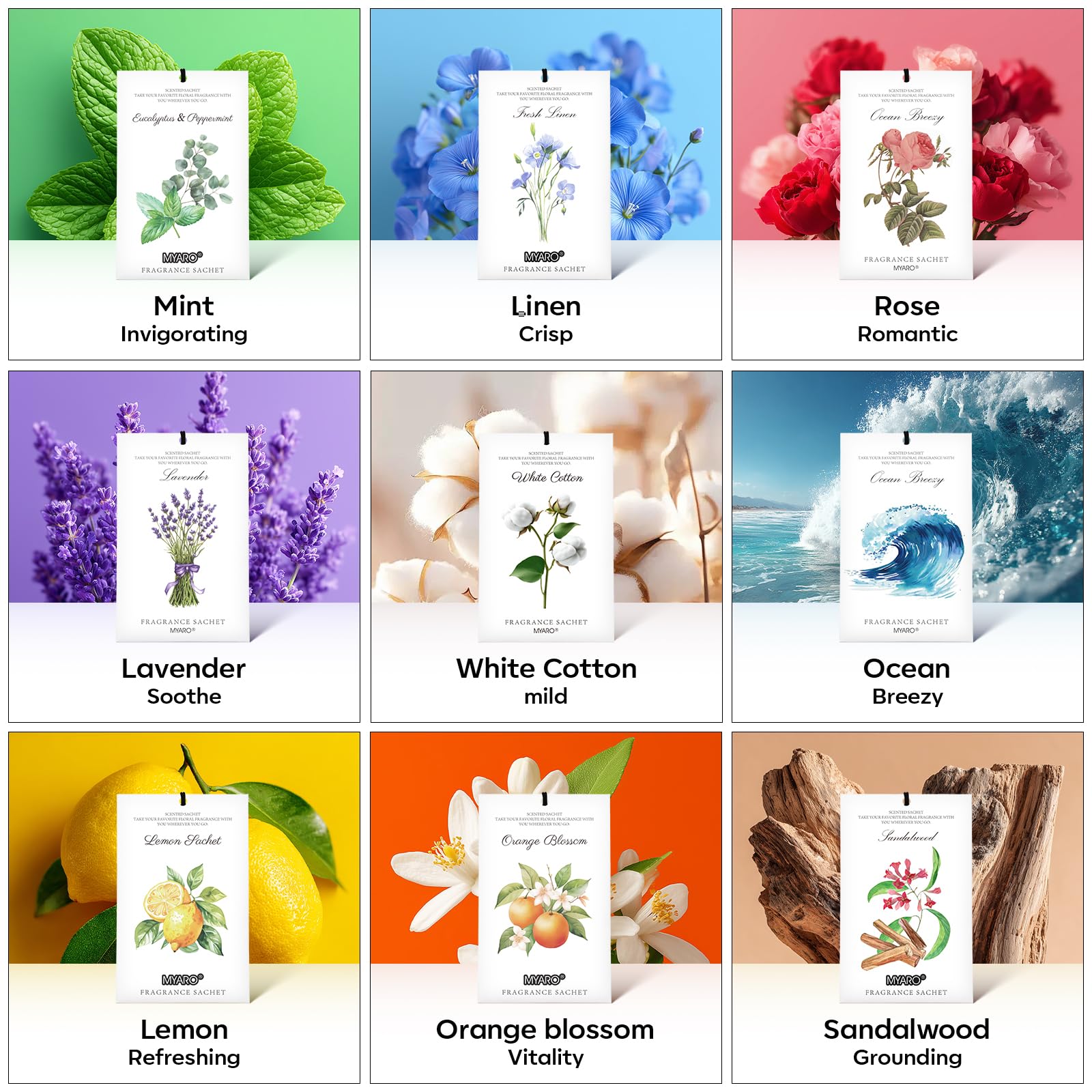12 Pack White Cotton Scented Sachets (12 Count)