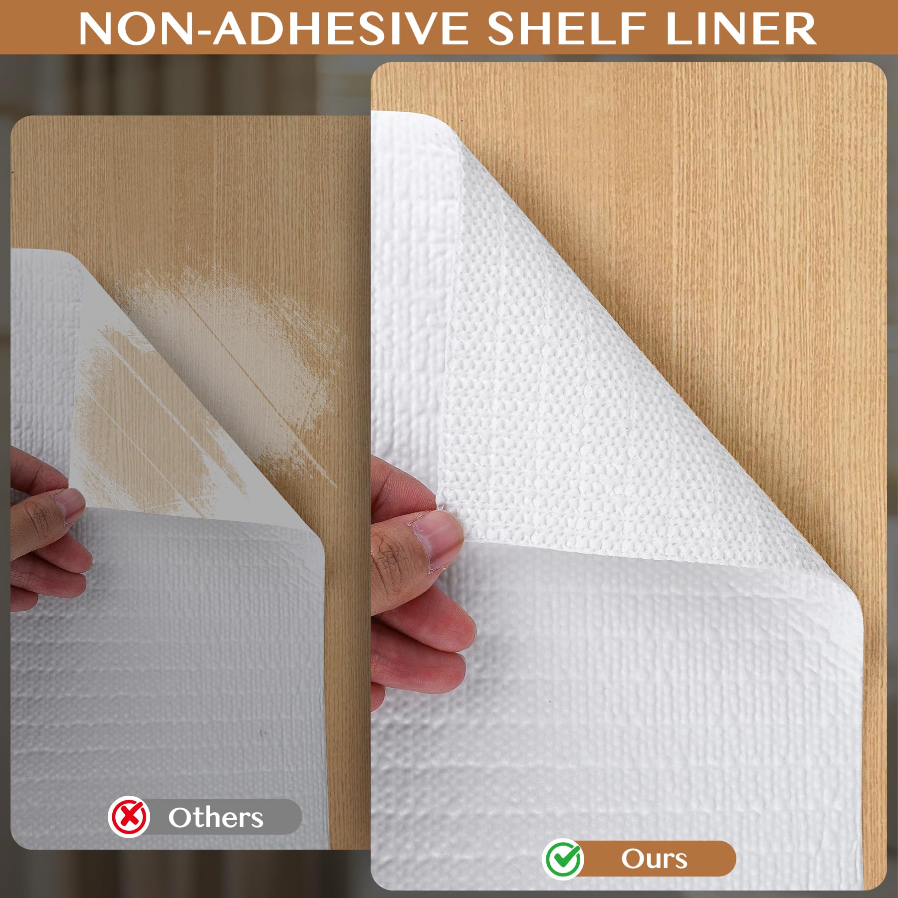 Non Adhesive Shelf and Drawer Liner for Kitchen Cabinets