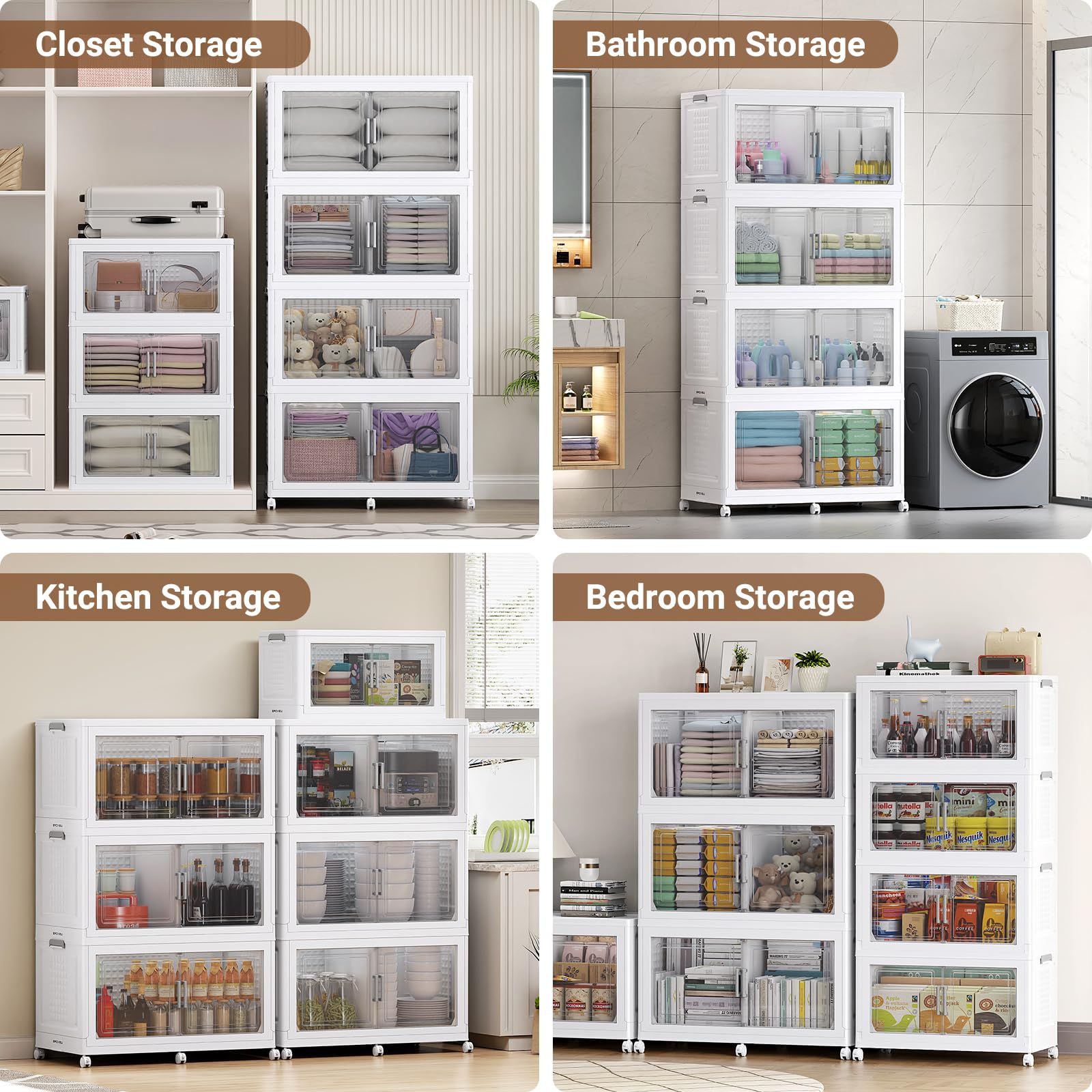324 Qt Stackable Storage Bins Foldable Cabinet (3 Count)