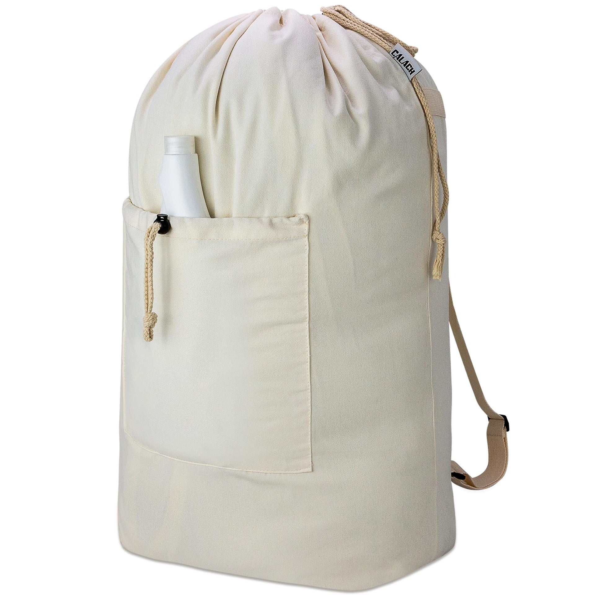 Laundry Backpack Canvas Laundry Bag with Straps Drawstring