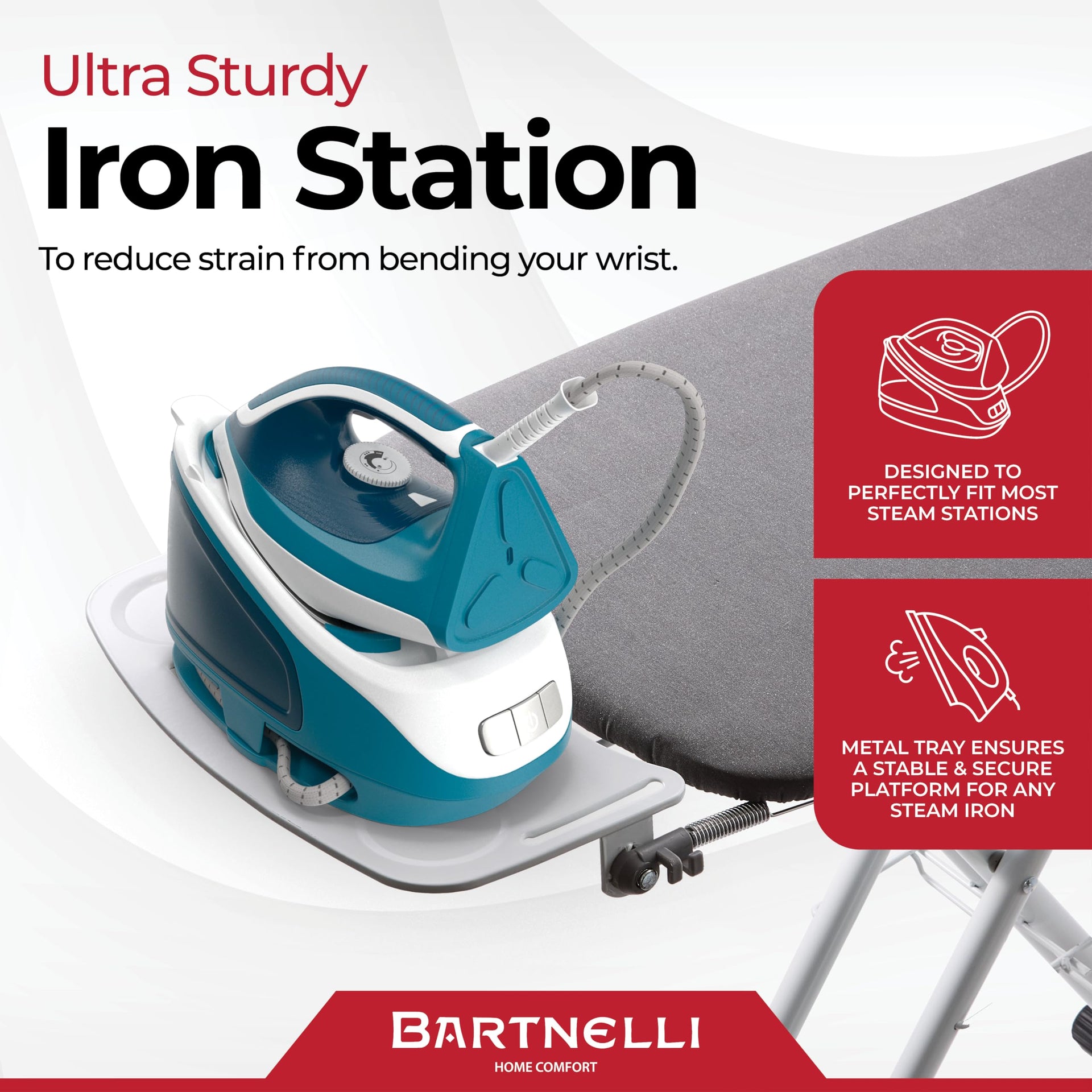 Extra Wide Pro Ironing Board 19x48 Ironing Surface with Iron Rest