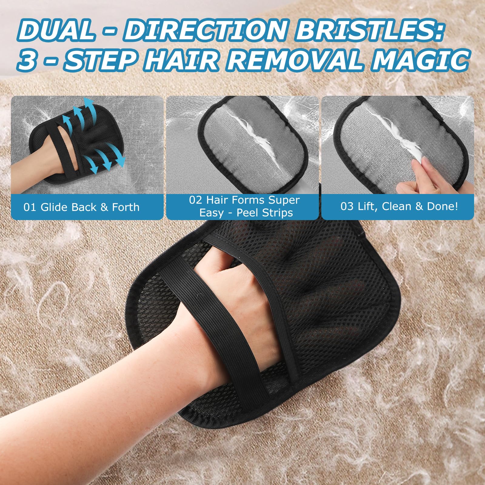 2Pcs Pet Hair Removal Gloves (2 Count)