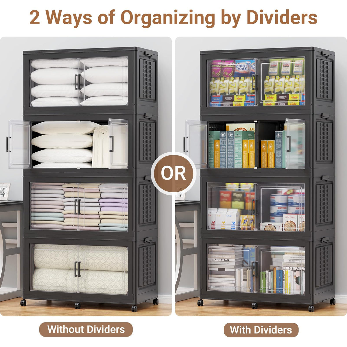 600 Qt Stackable Storage Bins Foldable Cabinet (3 Count)