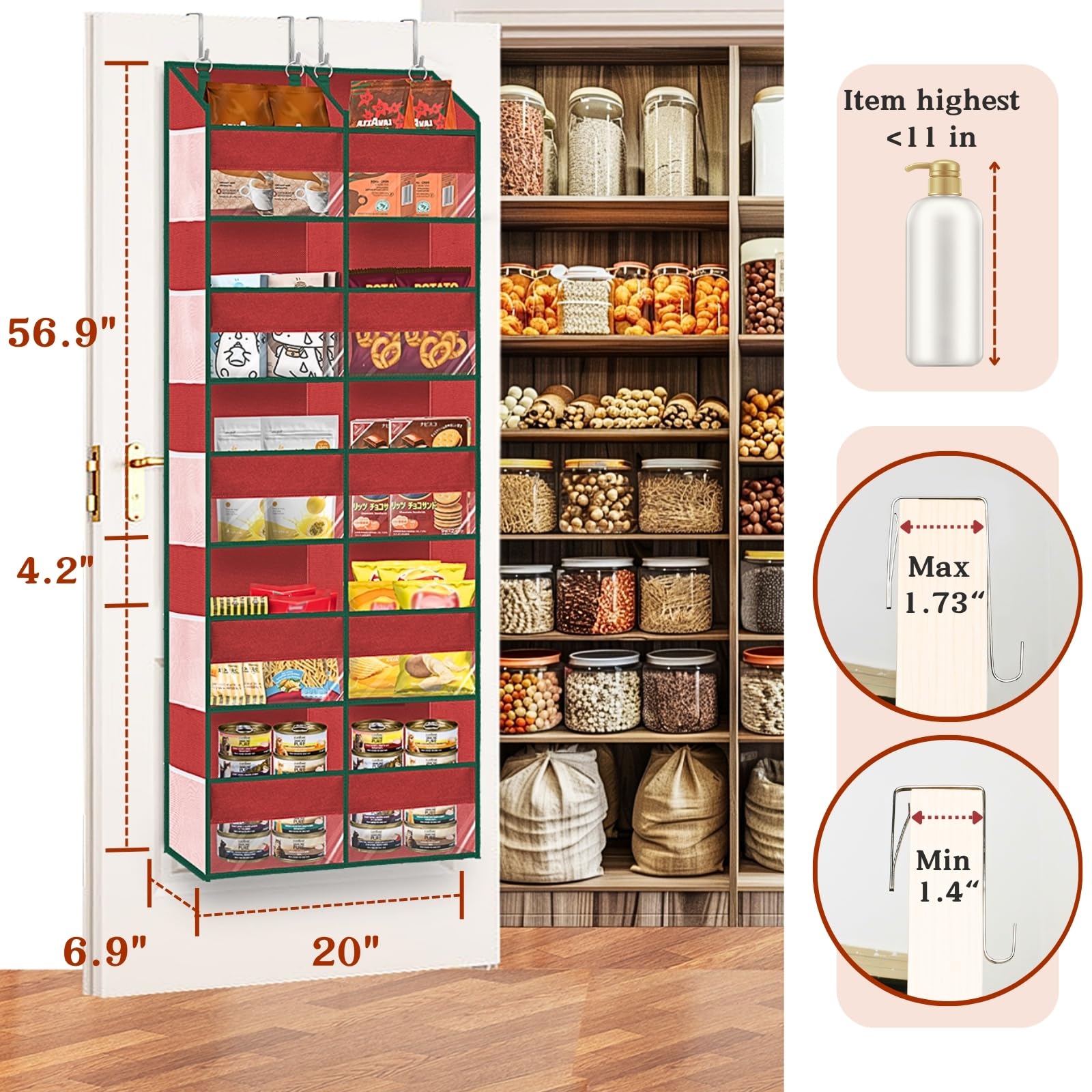 Over The Door Organizer 5 Tiers Extra Large Behind Door Storage of 10