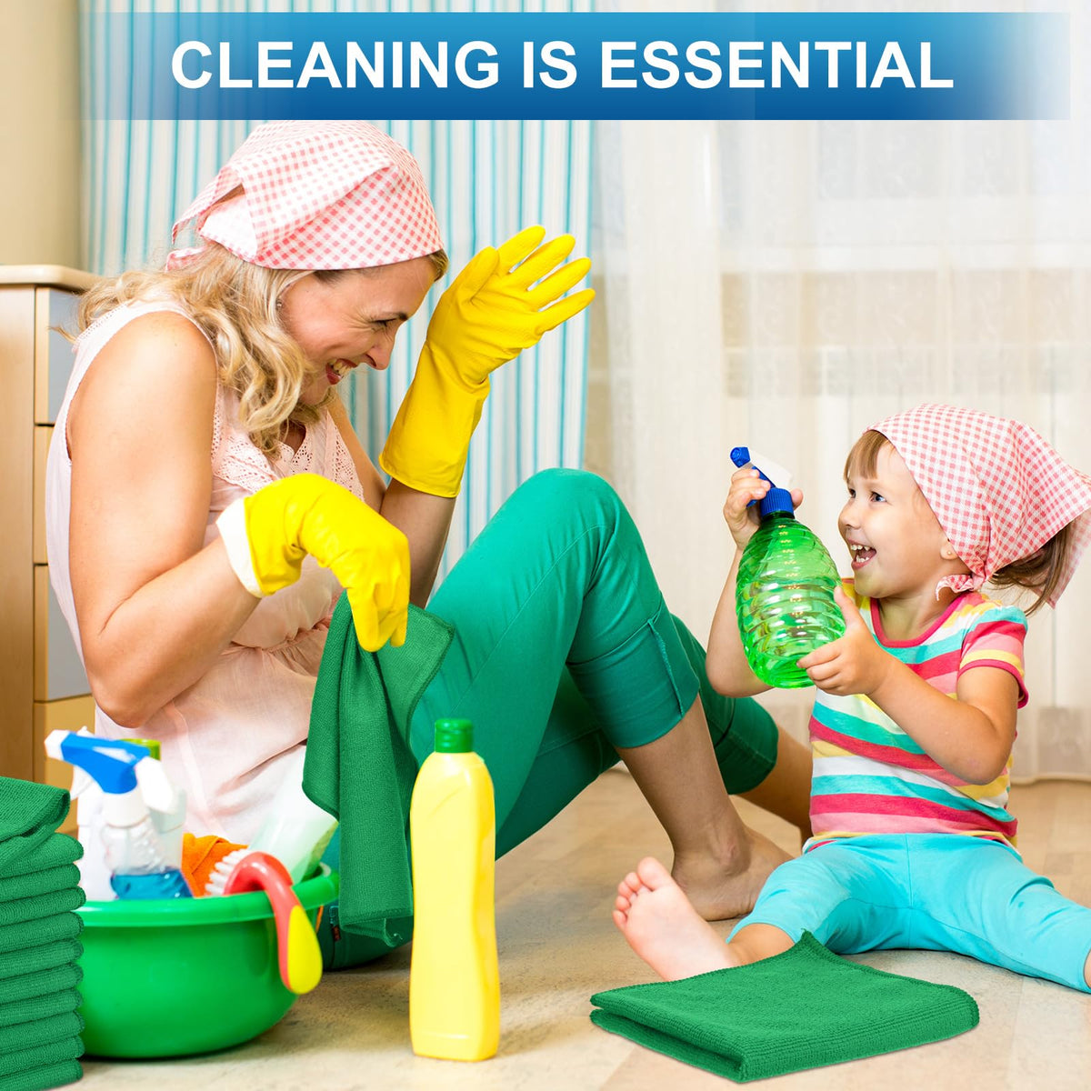 100 Pack 12'' x 12'' Microfiber Cleaning Cloths Reusable Cleaning Rags Bulk Microfiber Towels Softer Highly Absorbent Washcloths for House Kitchen Car Window