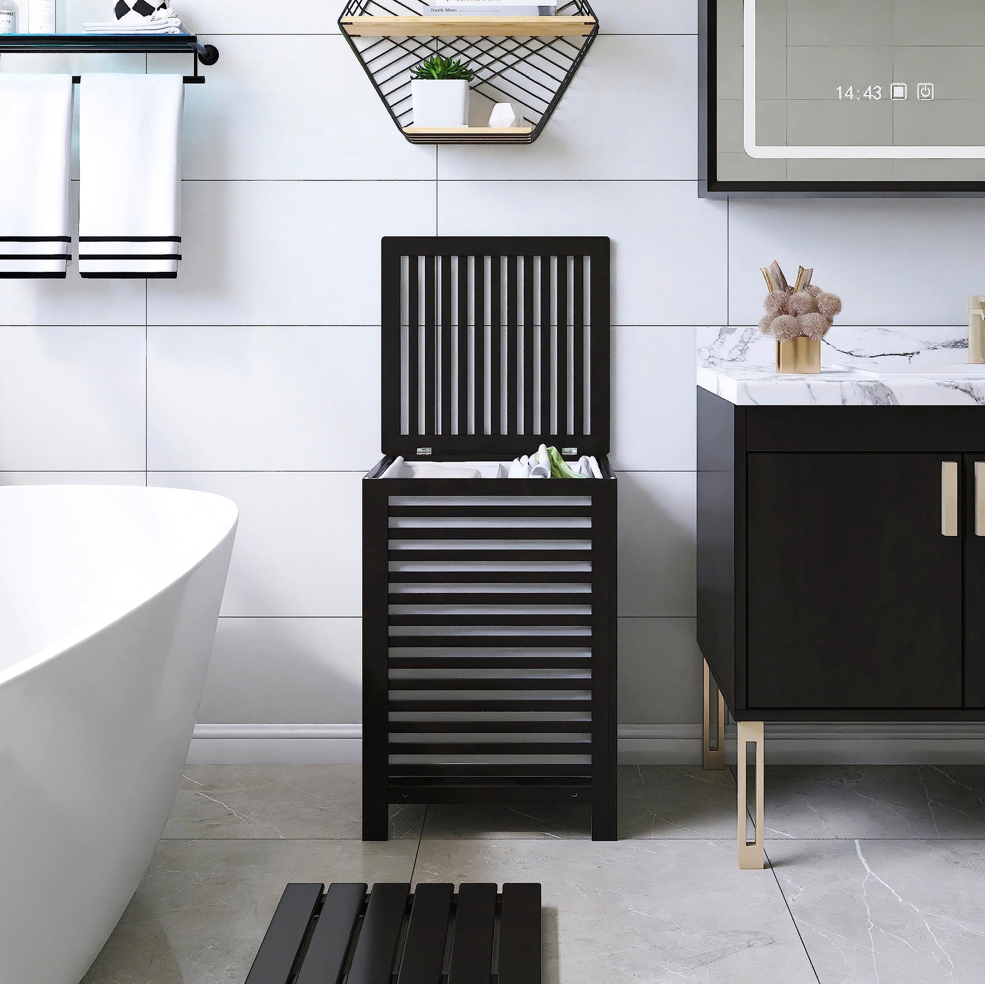 Double Laundry Hamper with Lid