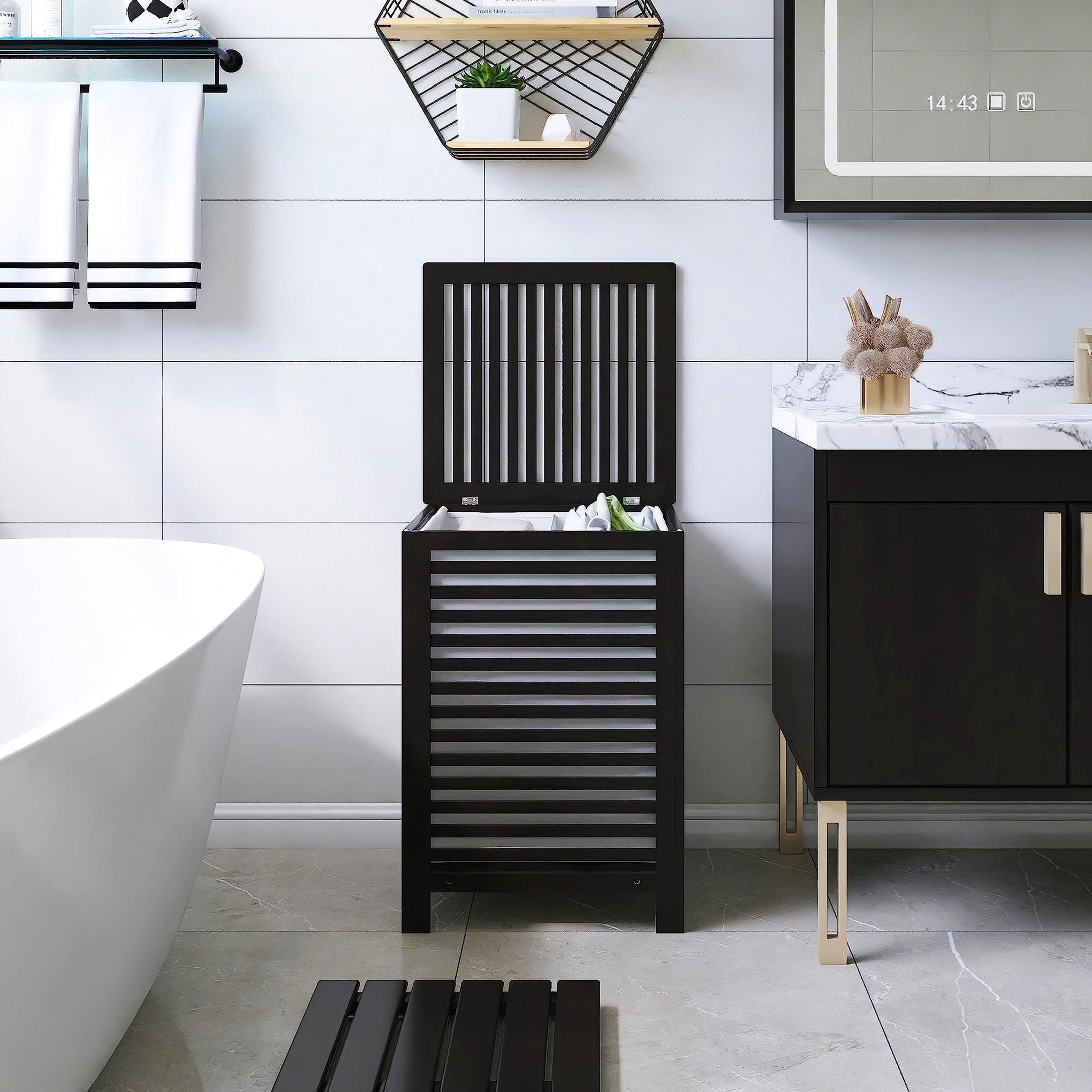 Double Laundry Hamper with Lid