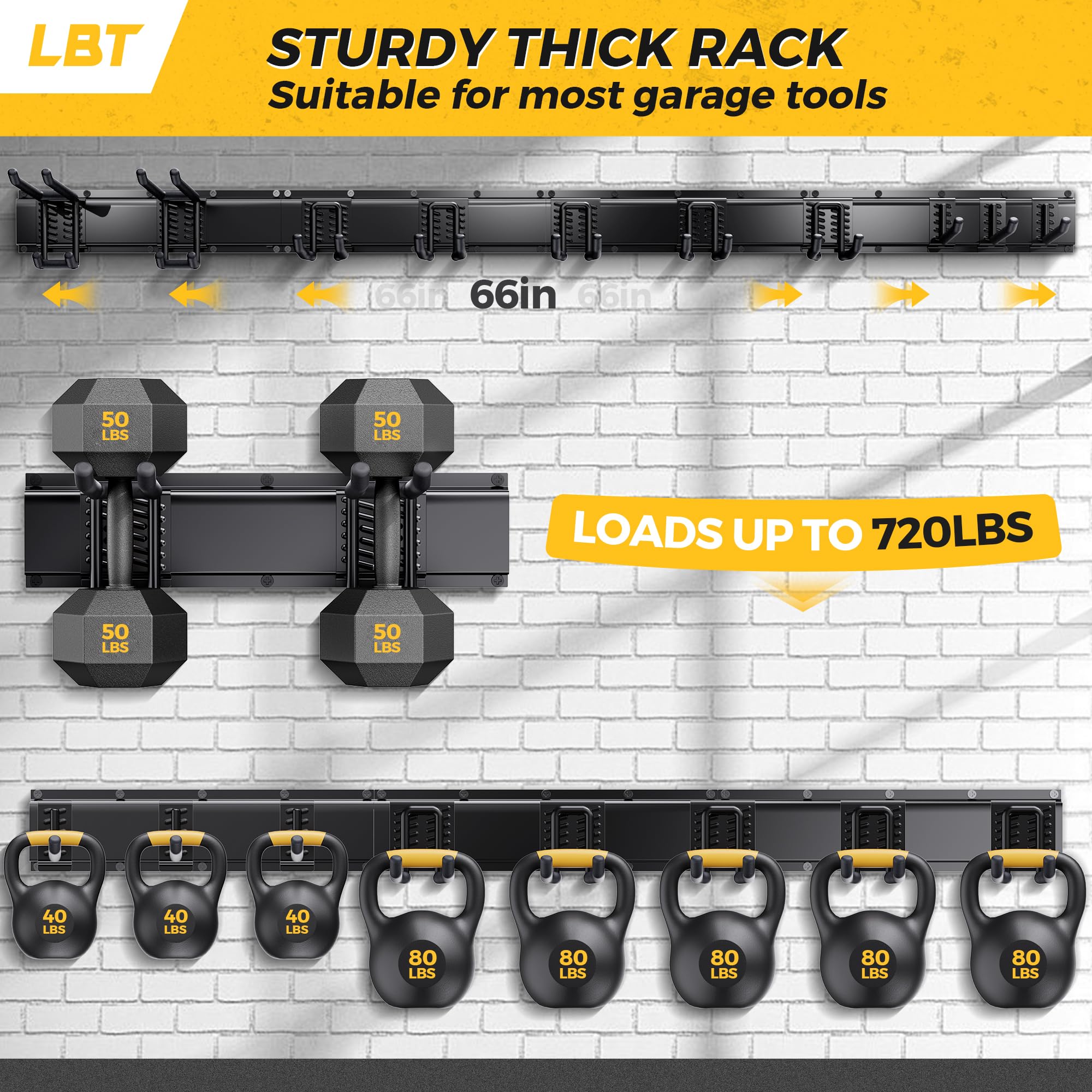 66" Garage Tool Organizer Wall Mount