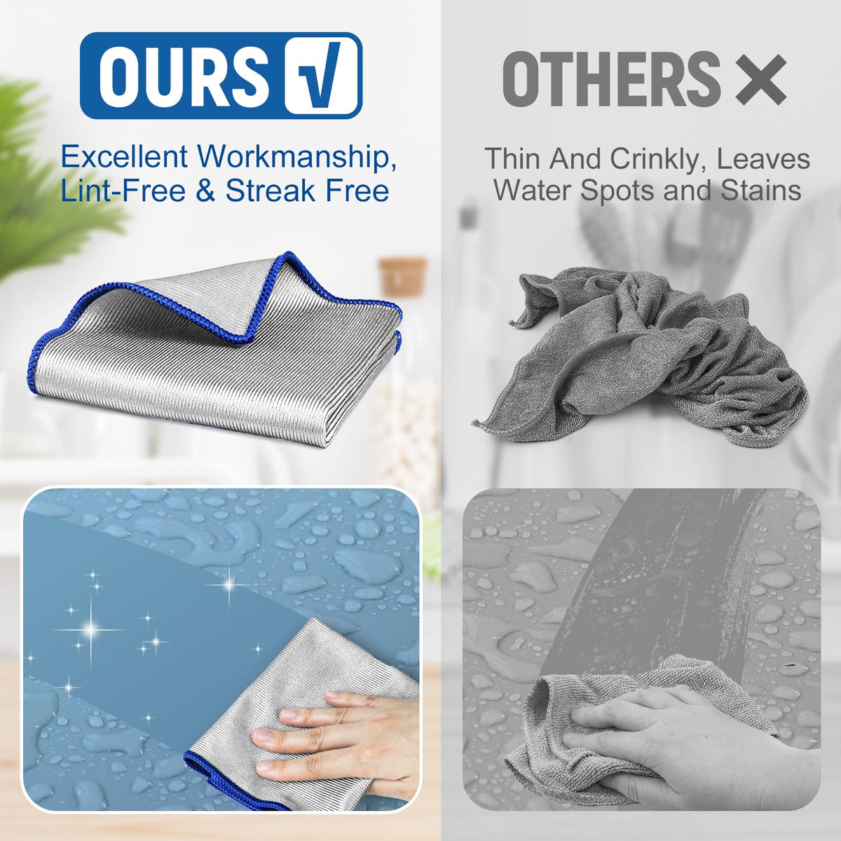 Microfiber Cleaning Cloth Lint Free Glass Polish (6 Count)