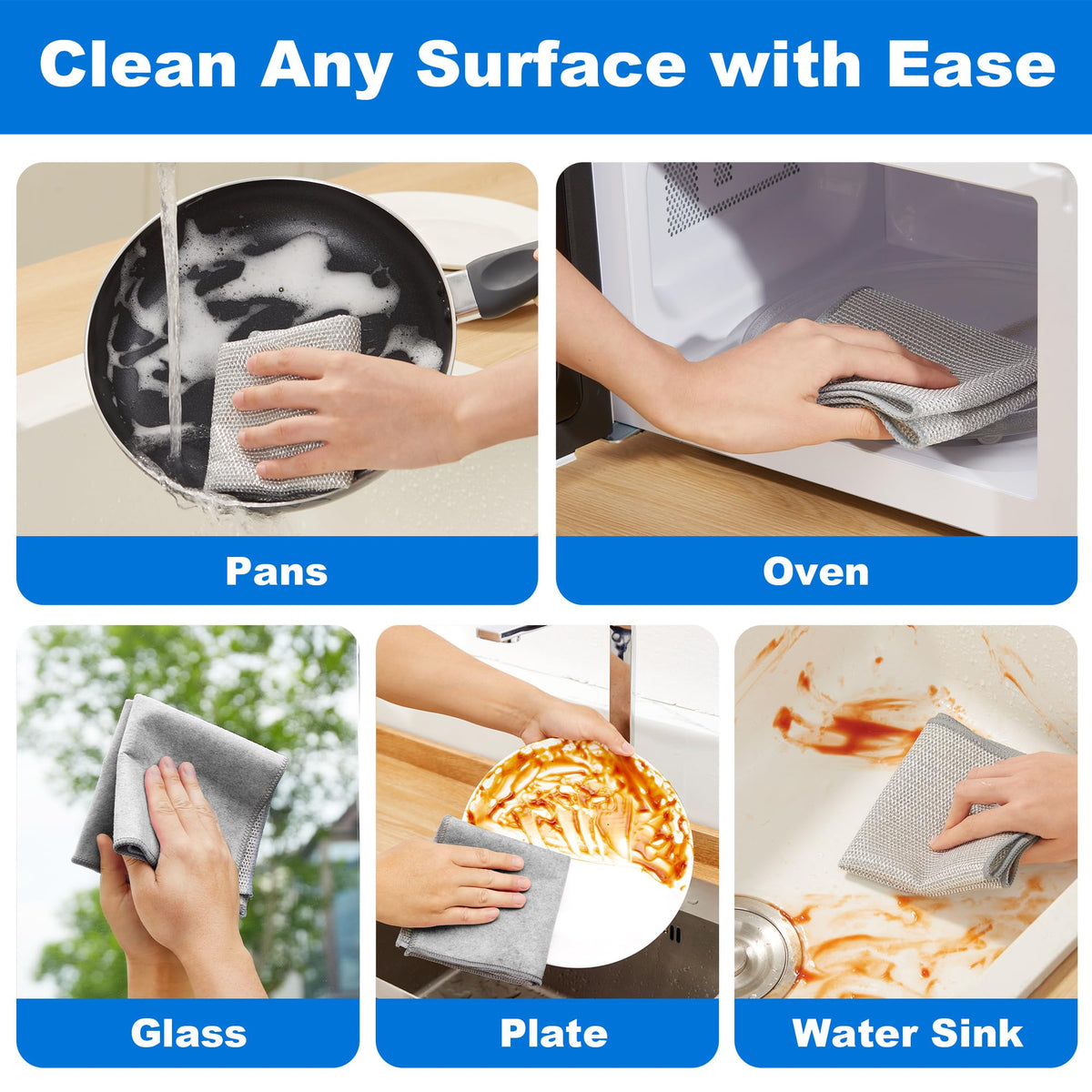 Dual Sided Silver Microfiber Cleaning Cloth (3 Count)