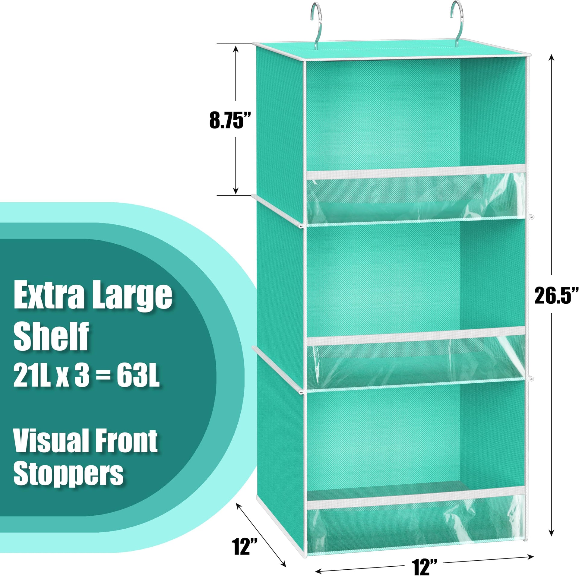 3 Shelf Hanging Closet Organizer