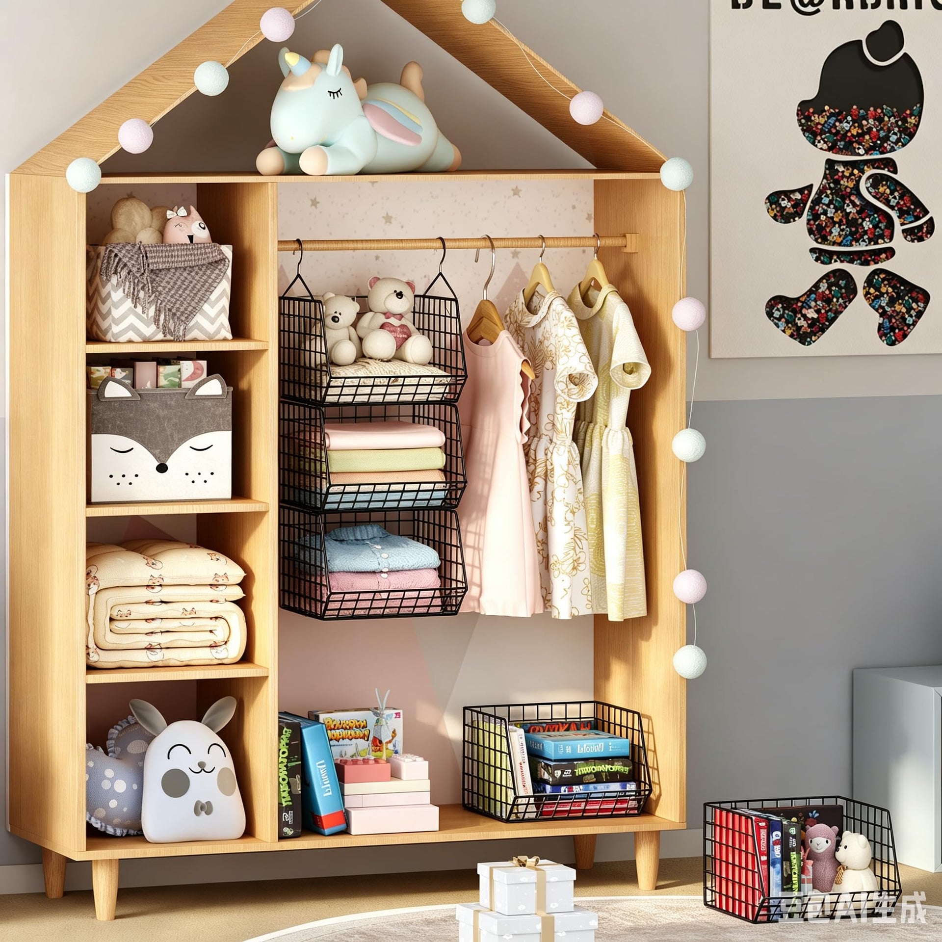 4 Tier Hanging Closet Organizer Foldable Hanging Storage Basket