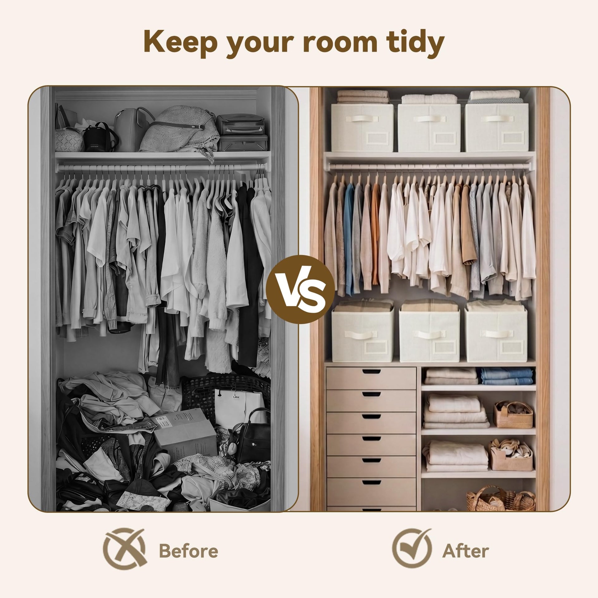 Closet Storage Bins with Label (3 Count)