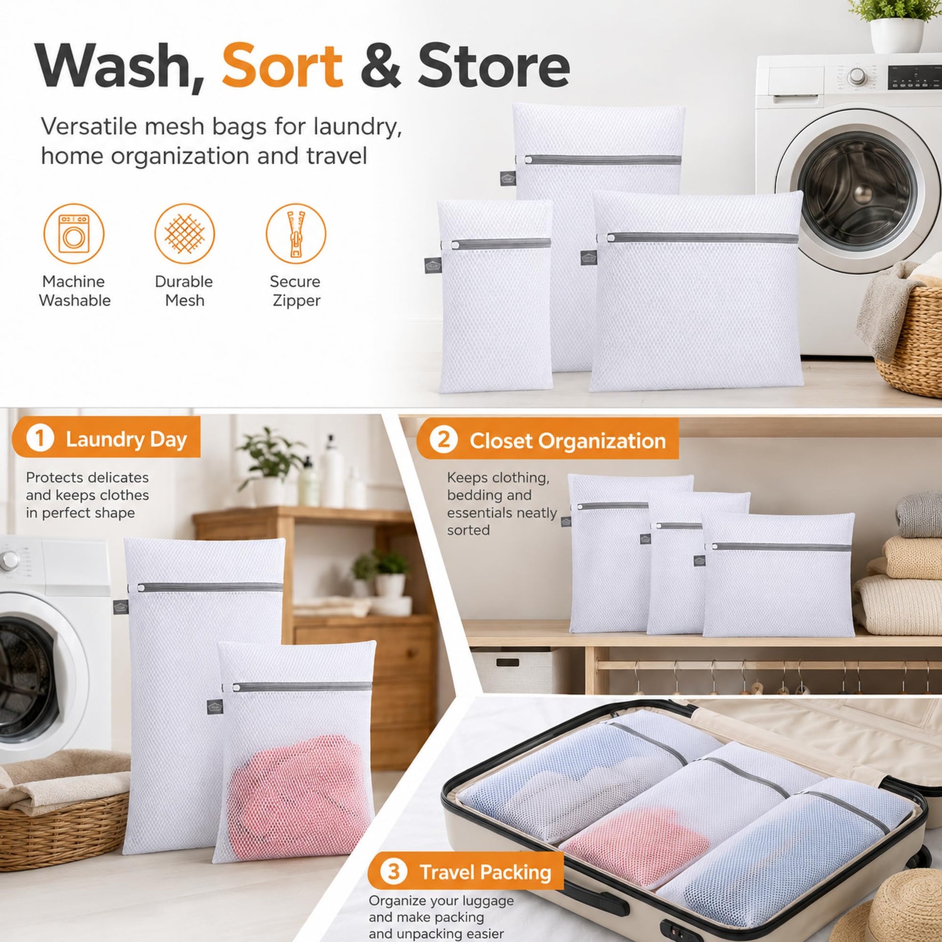 Laundry Bags Mesh Wash Bags (2 Count)