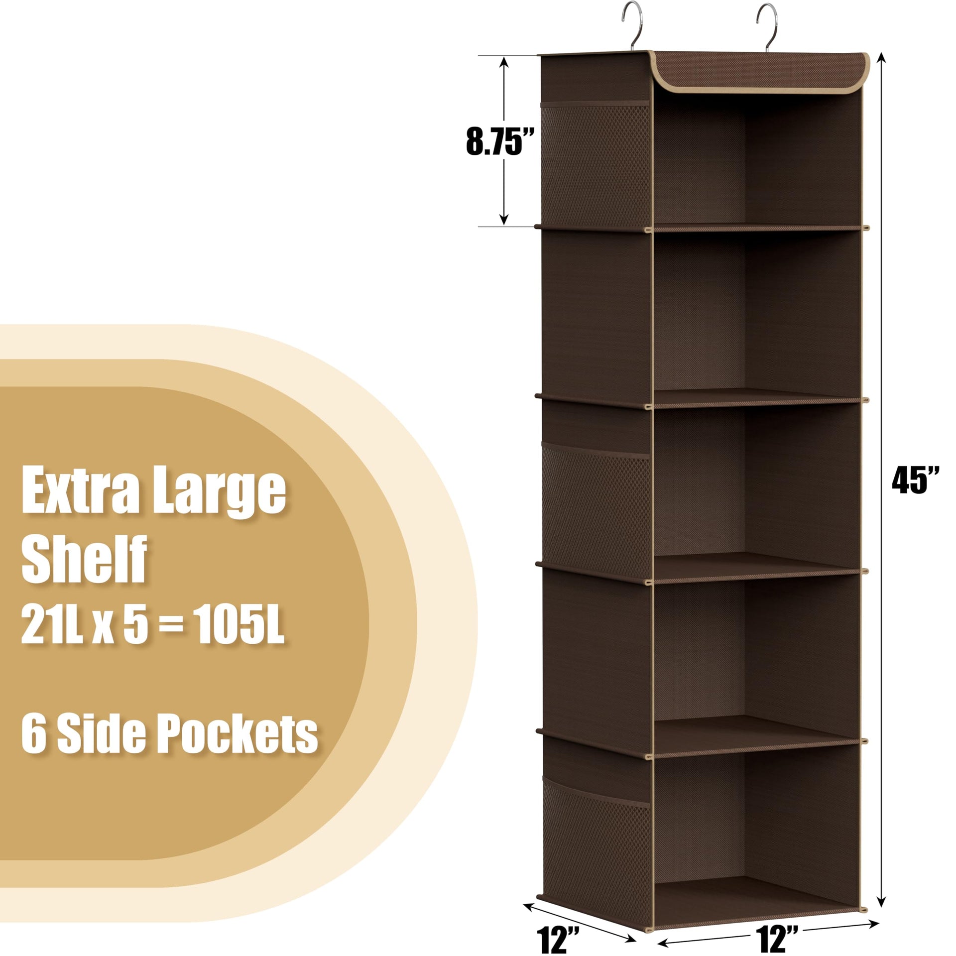 5 Shelf Hanging Closet Organizer